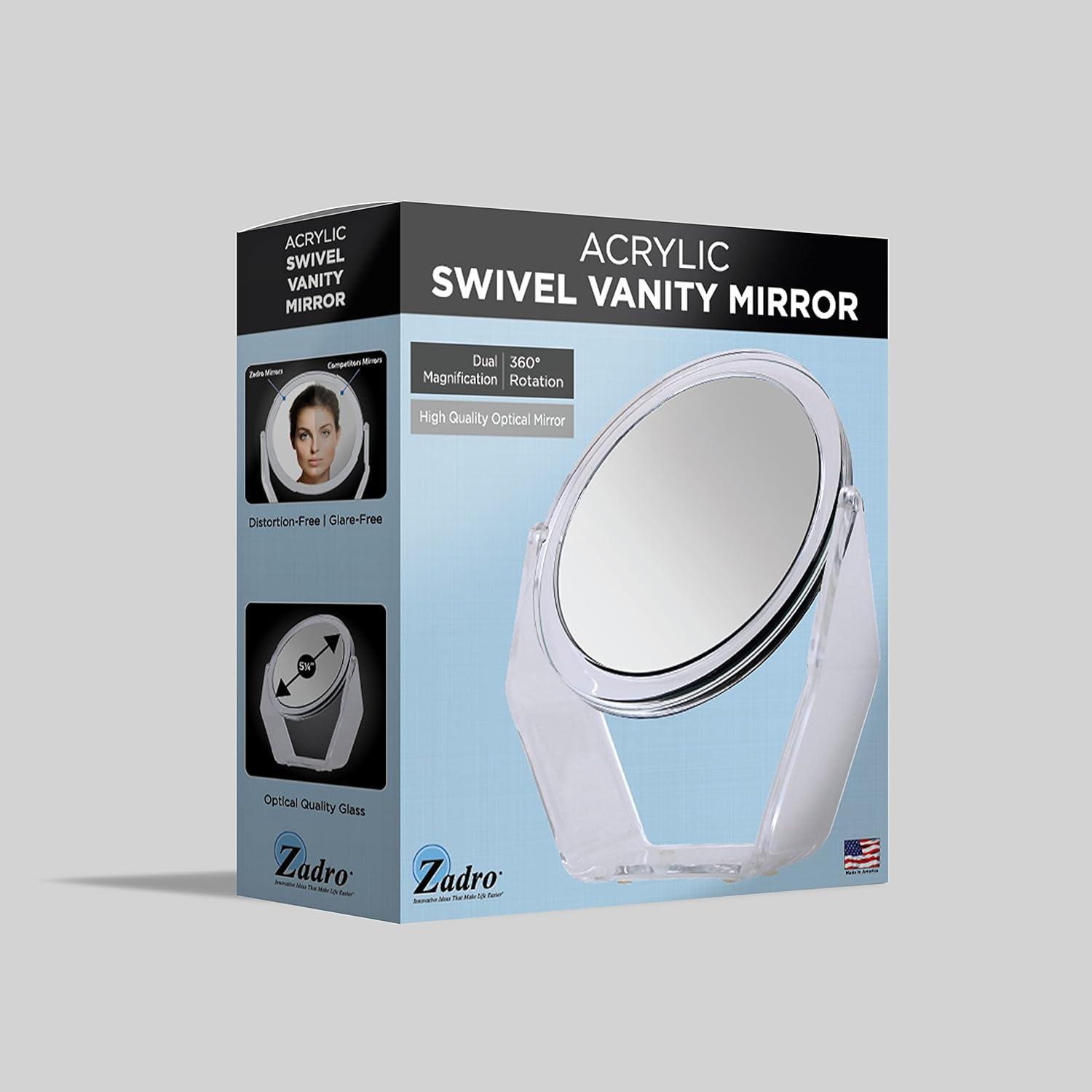 Clear Acrylic Round Swivel Vanity Mirror with 7X/1X Magnification