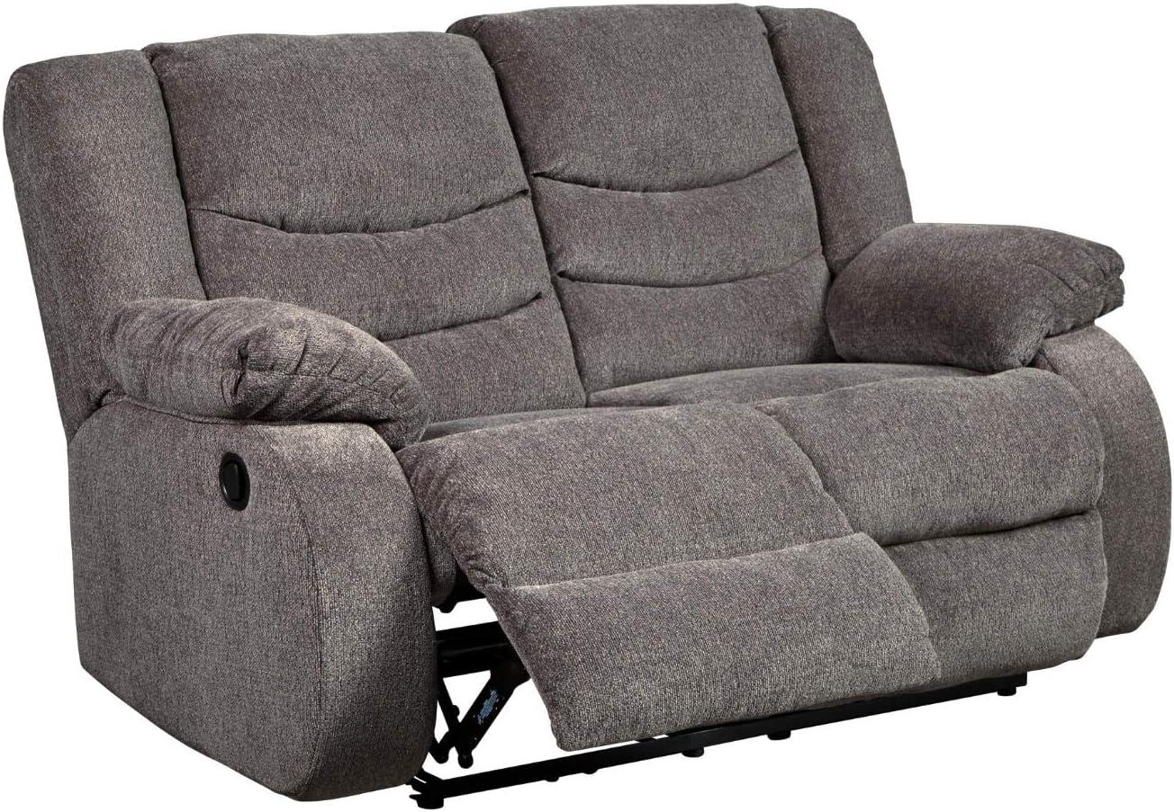 Gray Fabric Manual Reclining Loveseat with Pillow-top Arms