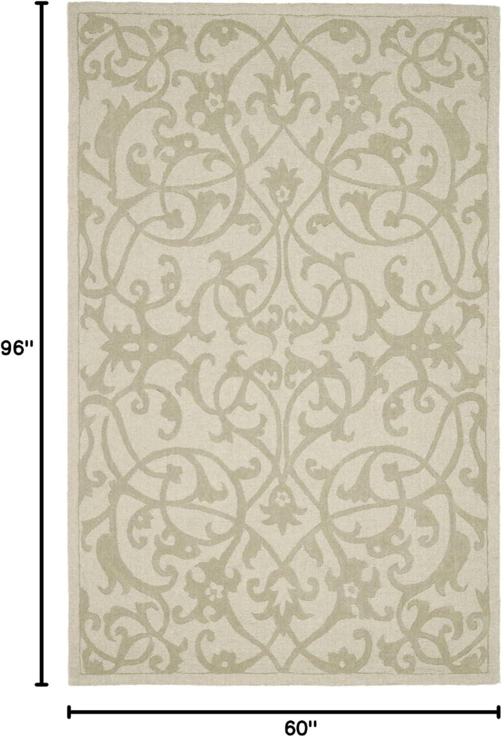 Sage Green Hand-Tufted Wool Rectangular Area Rug