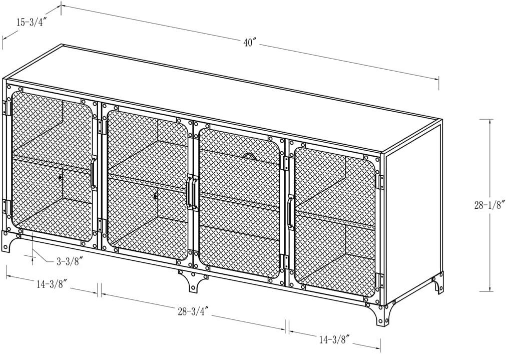 Malcomb 60" Dark Walnut Urban Industrial TV Console with Mesh Doors