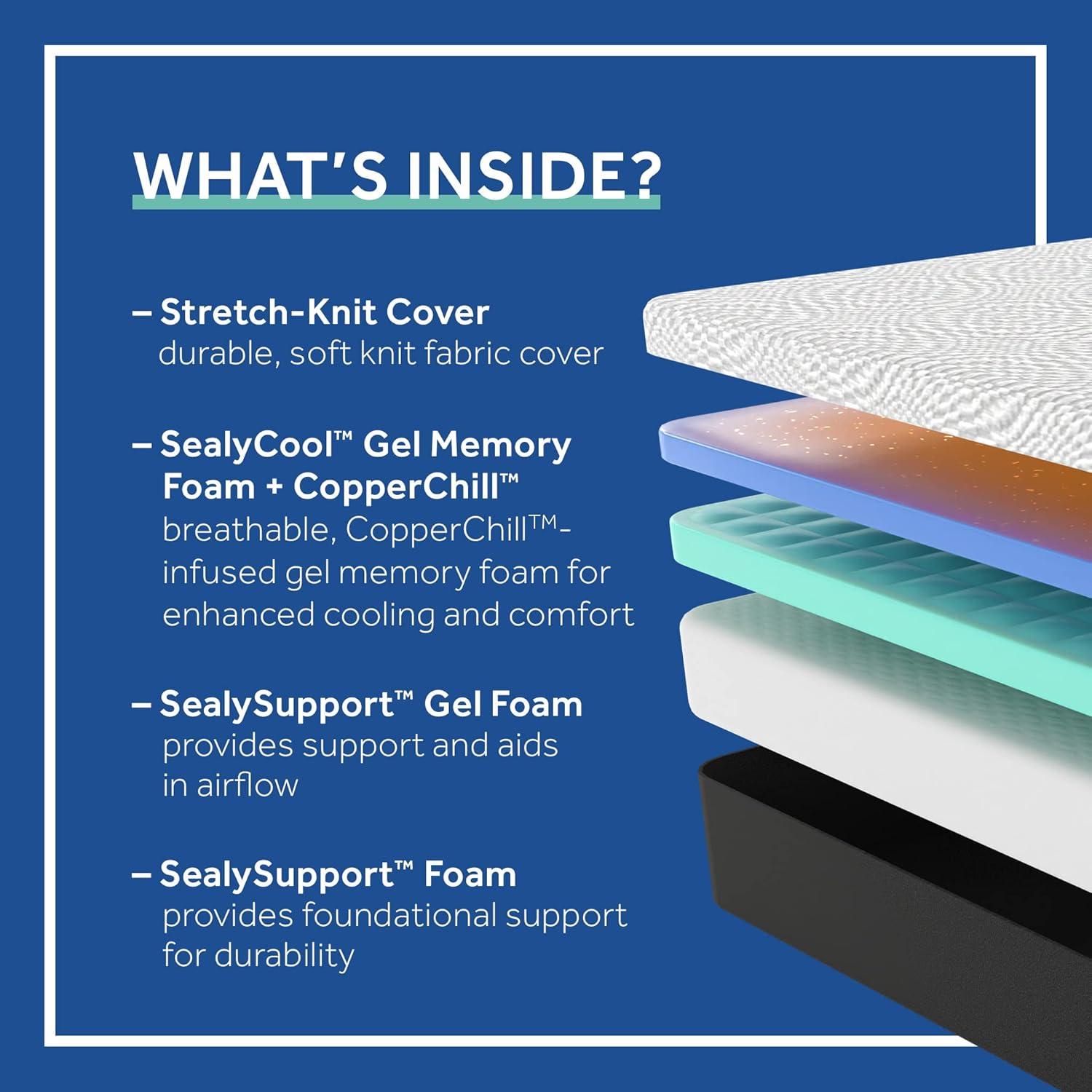 Sealy Essentials 12" Twin Gel Memory Foam Mattress-in-a-Box, Adult