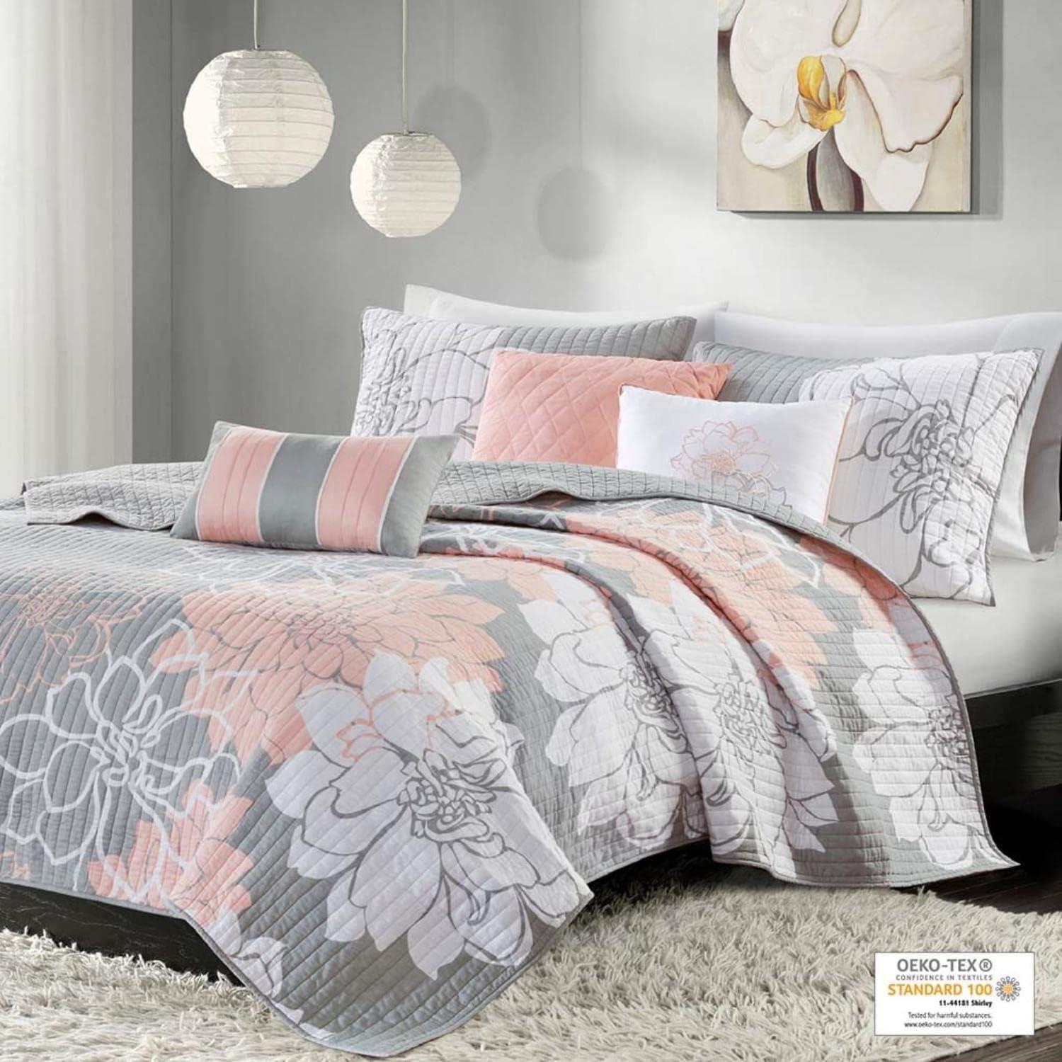 Lola Floral 6 Piece Reversible Cotton Quilt Set