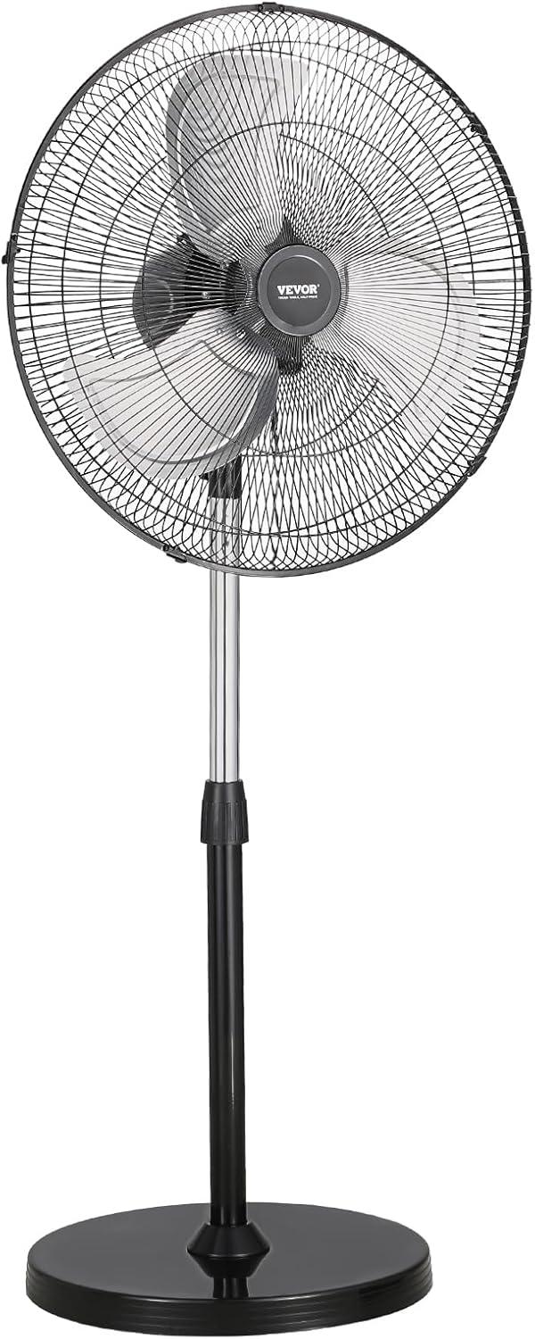 Vevor GYLSFS16INCH0LFIYV1 16 in. 3-Speed Industrial Pedestal Fan Oscillating Height Adjustable - Silver