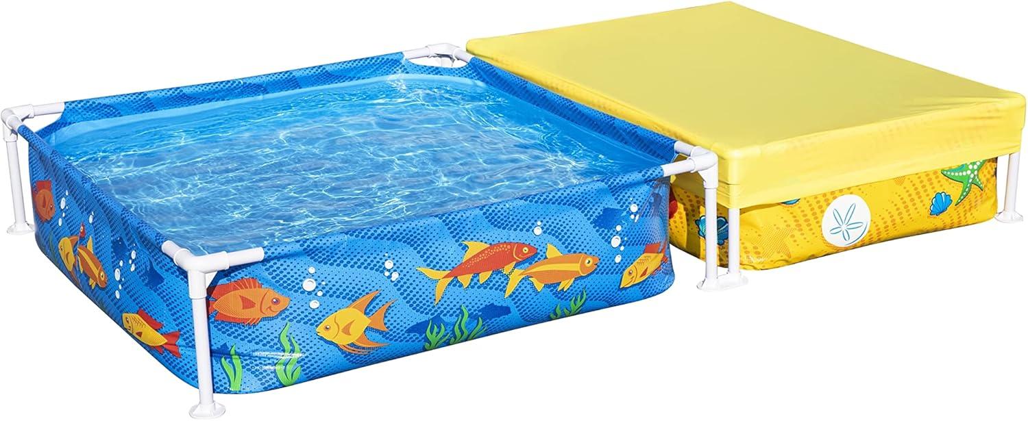 H2OGO! 2-in-1 My First Frame Above Ground DuraPlus Corrosion Resistant Steel Frame Kiddie Pool and Sandpit with Cover and Repair Patch