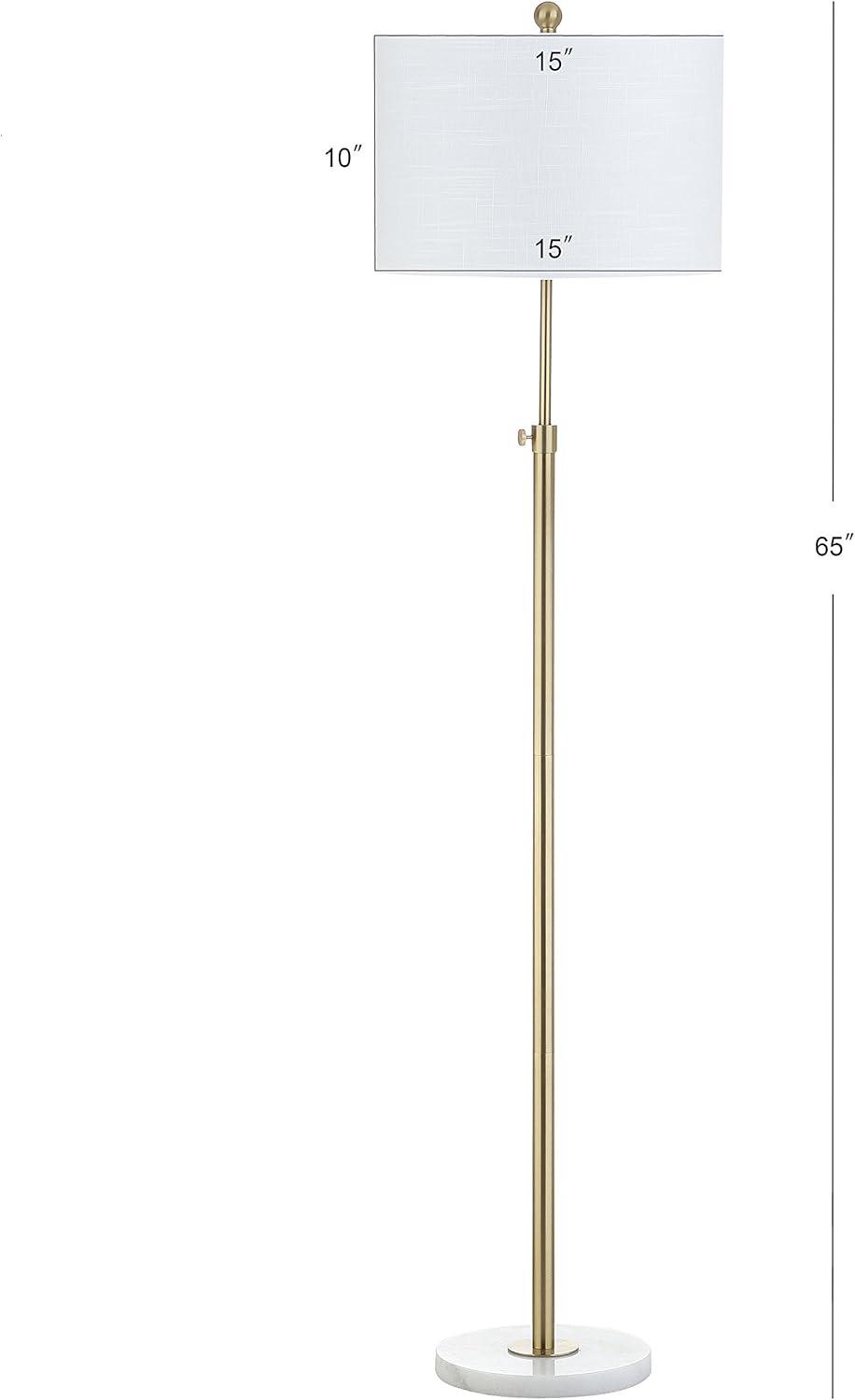 JONATHAN Y JYL3022A June 65" Adjustable Metal/Marble LED Floor Lamp, Modern, Contemporary, Elegant, Glam, Office, Living Room, Family Room, Dining Room, Bedroom, Hallway, Foyer, Brass