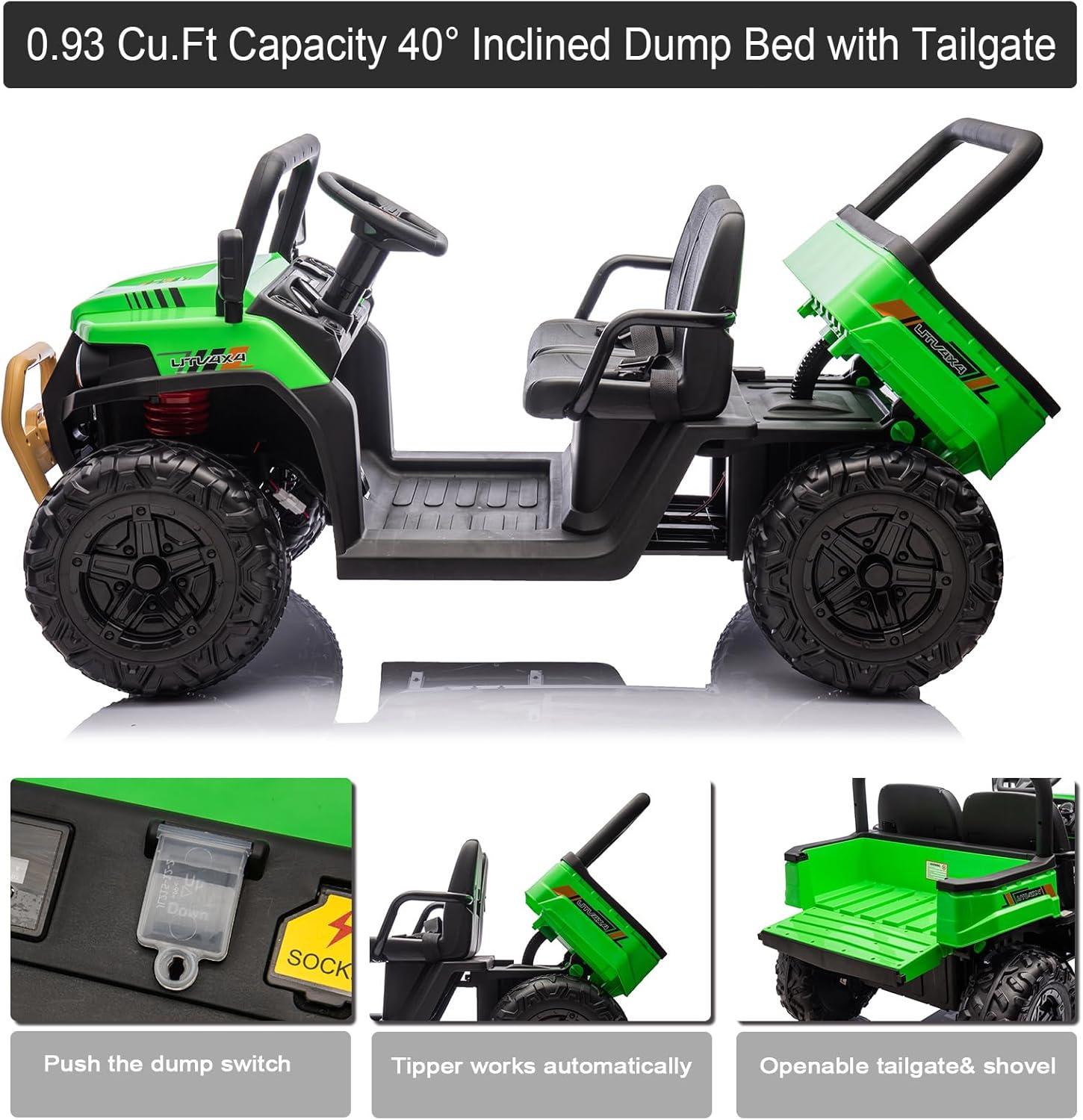 Himimi Delia Himimi 24 Voltage  Ride On Dump Truck, 2 Seater Kids UTV with Electric Dump Bed, Remote Control