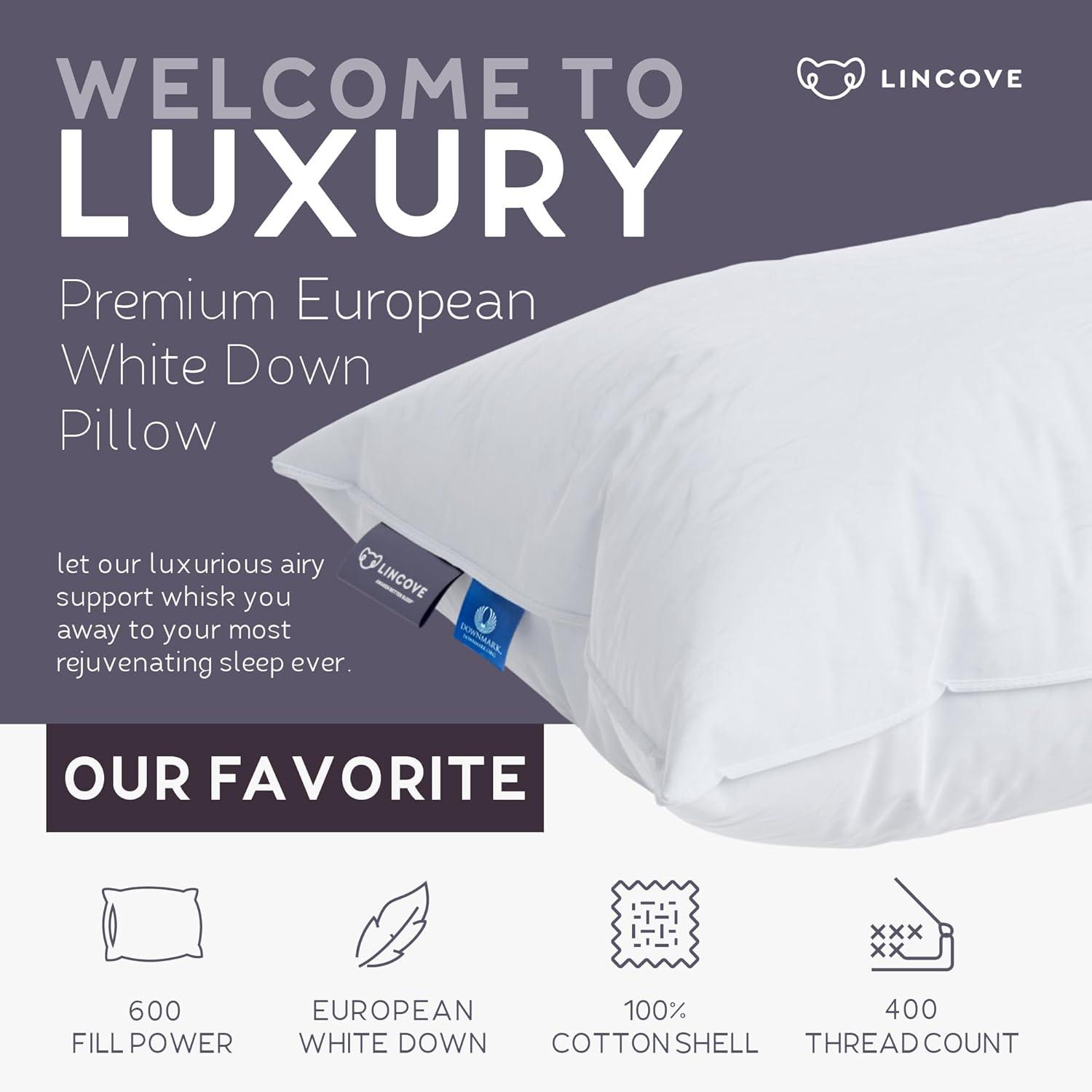 Lincove® Lincove European Down Venus Pillow - German Down, 600 Fill Power - Made in Canada