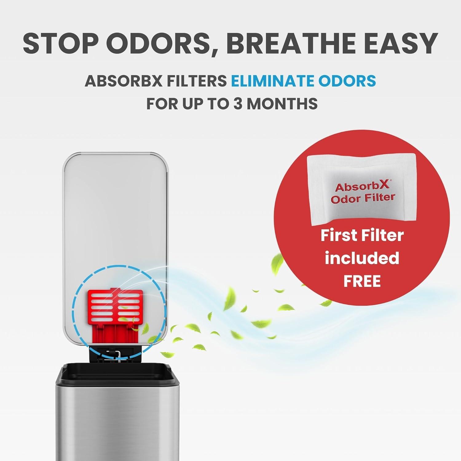 iTouchless Deodorizer SoftStep Stainless Steel 3 Gallon Step on Trash Can