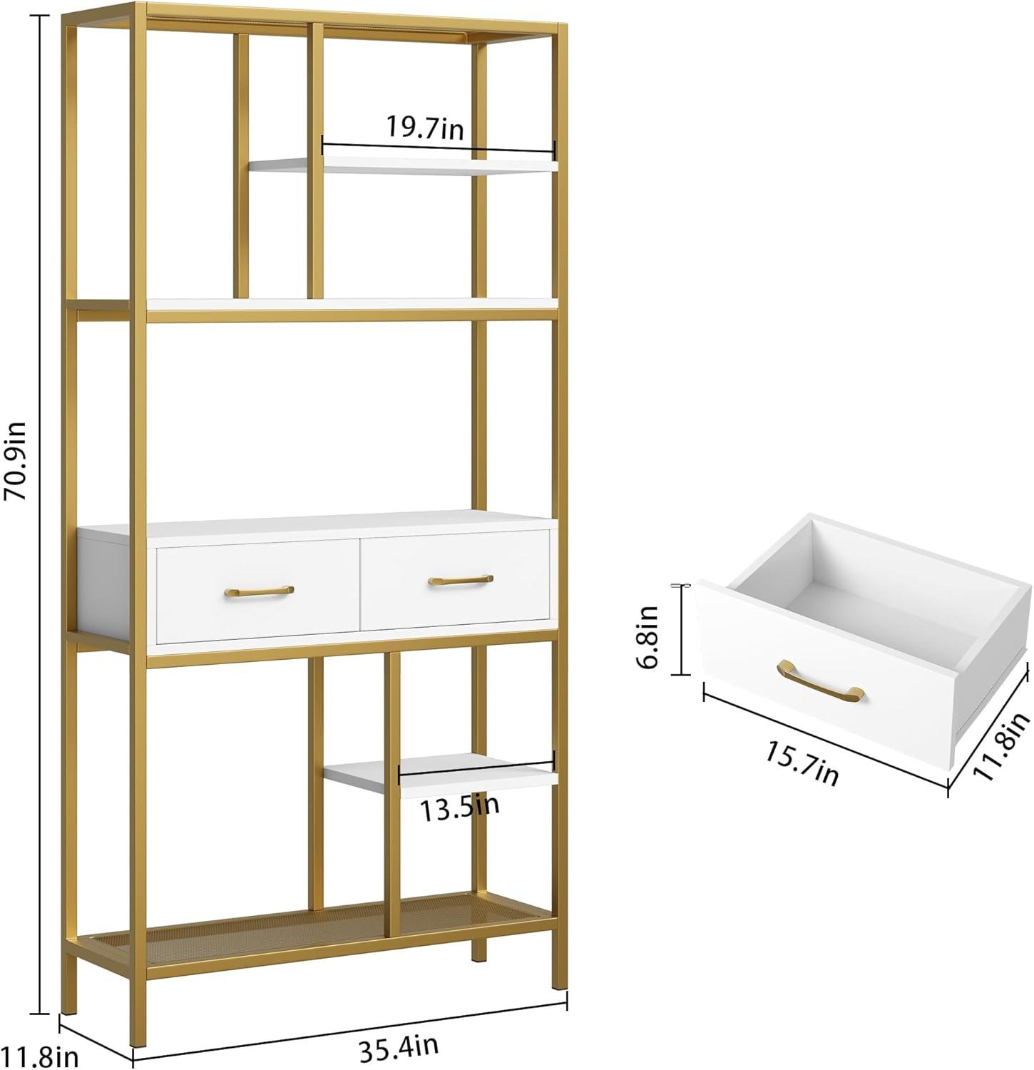 Book Shelf, Tall Bookcase with Storage, 6-Tier Wood Large Bookshelf for Home Office and Living Room, White