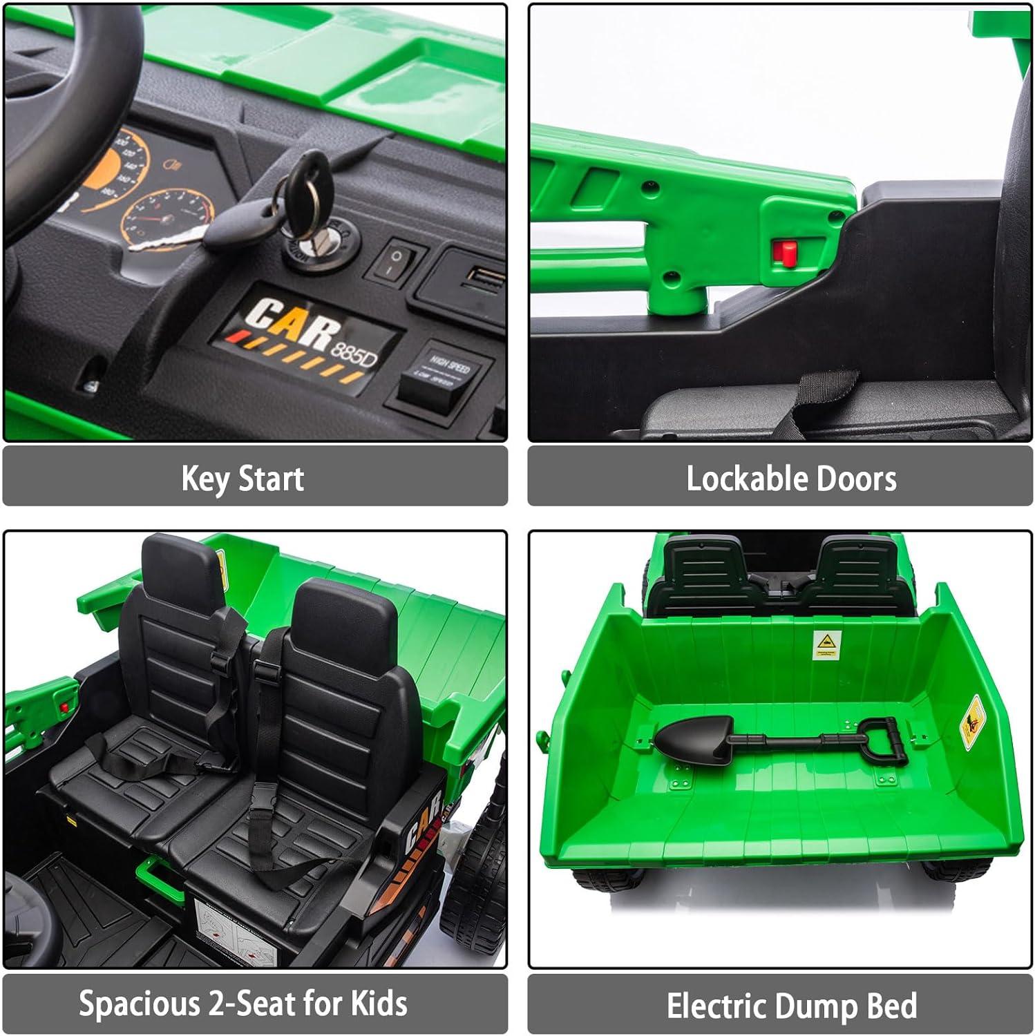 Himimi Delia Himimi 24 Voltage  Ride On Dump Truck, 2 Seater Kids UTV with Electric Dump Bed, Remote Control