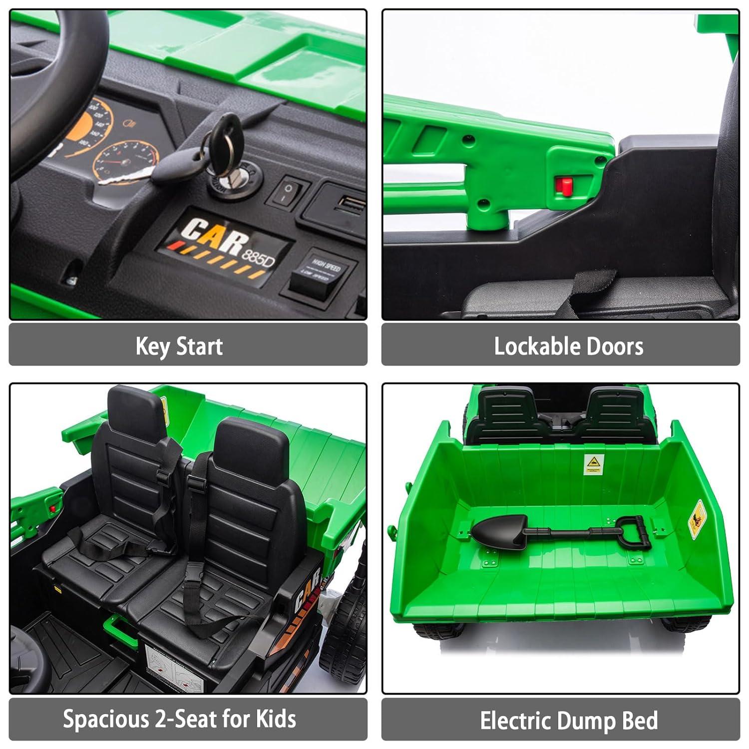 Himimi Delia Himimi 24 Voltage  Ride On Dump Truck, 2 Seater Kids UTV with Electric Dump Bed, Remote Control