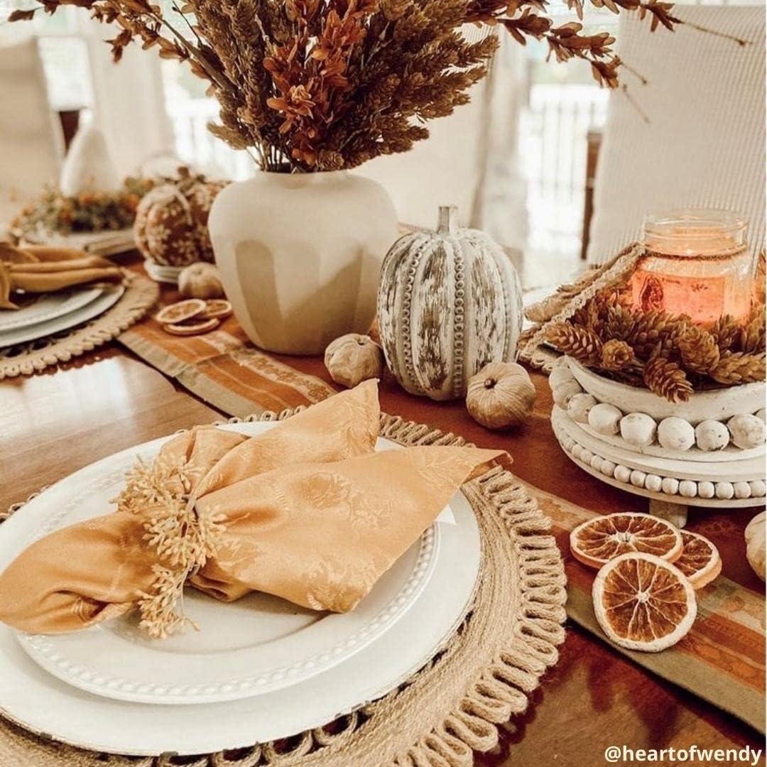 Elegant Woven Leaves Jacquard Damask Napkin, Set of 8 - 17" x 17" - Spice Red - Elrene Home Fashions