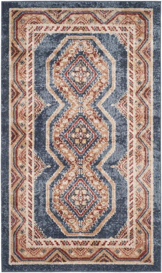 SAFAVIEH Bijar Lara Traditional Area Rug, Royal/Rust, 6'7" x 9'