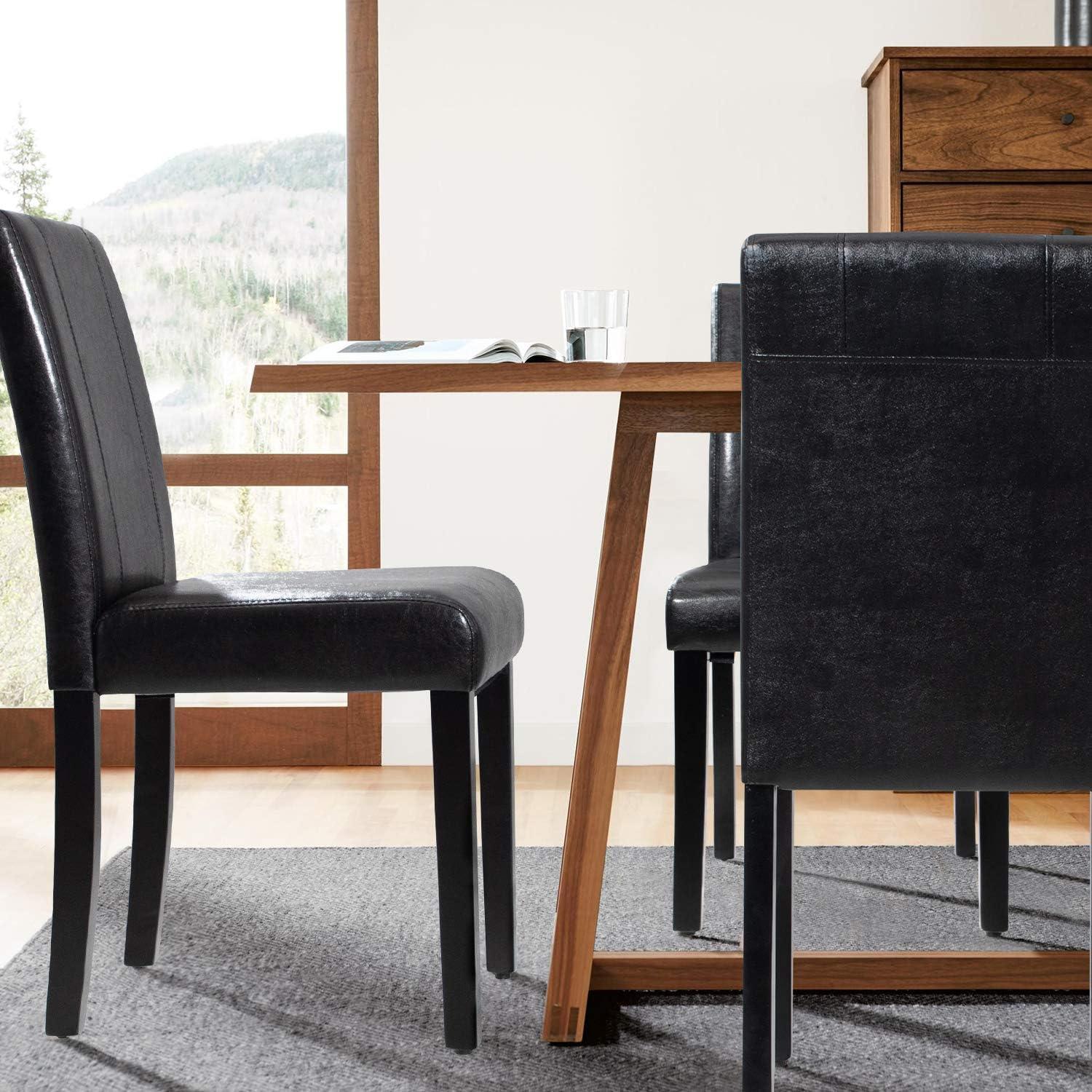 JUMMICO Dining Chair PU Leather Living Room Chairs Modern Kitchen Armless Side Chair with Solid Wood Legs Set of 4(Grey)