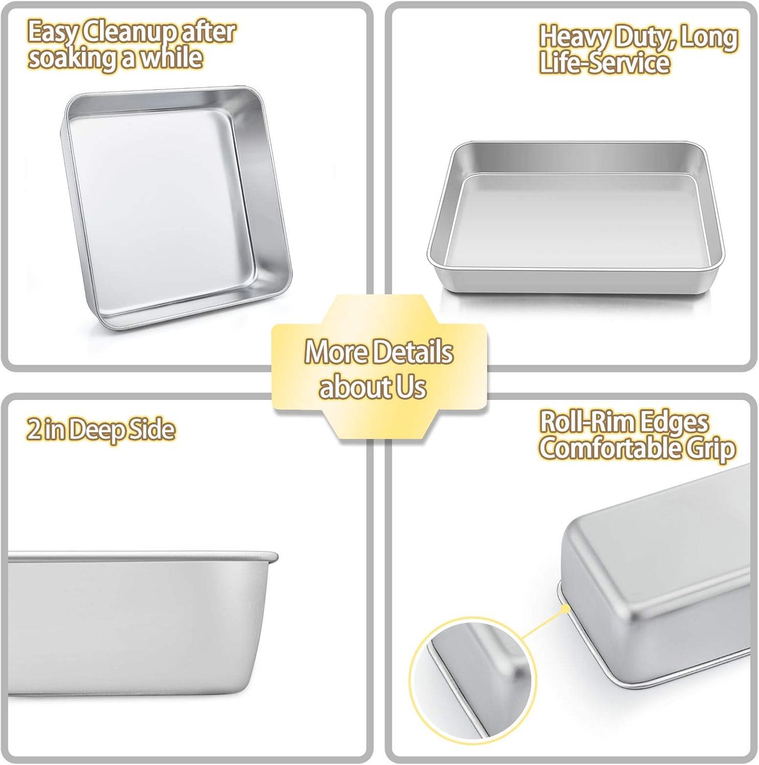 Sets of 11, Stainless Steel Baking Pans Set, Includes Baking Sheets and Rack, Lasagna Pan with Lid, Round/Square Cake Pan, Muffin Pans, Loaf Pan, Reusable & Durable