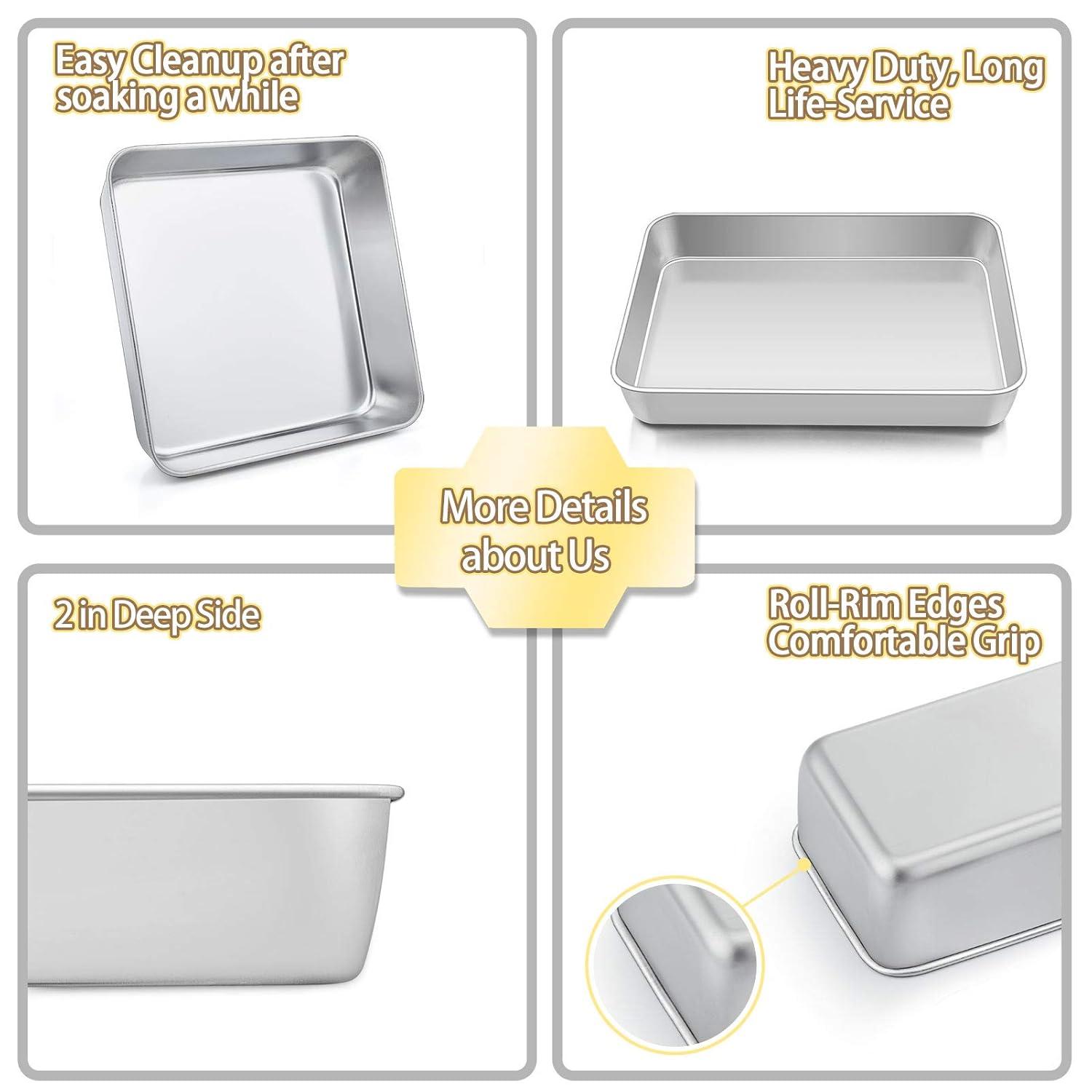 Sets of 11, Stainless Steel Baking Pans Set, Includes Baking Sheets and Rack, Lasagna Pan with Lid, Round/Square Cake Pan, Muffin Pans, Loaf Pan, Reusable & Durable