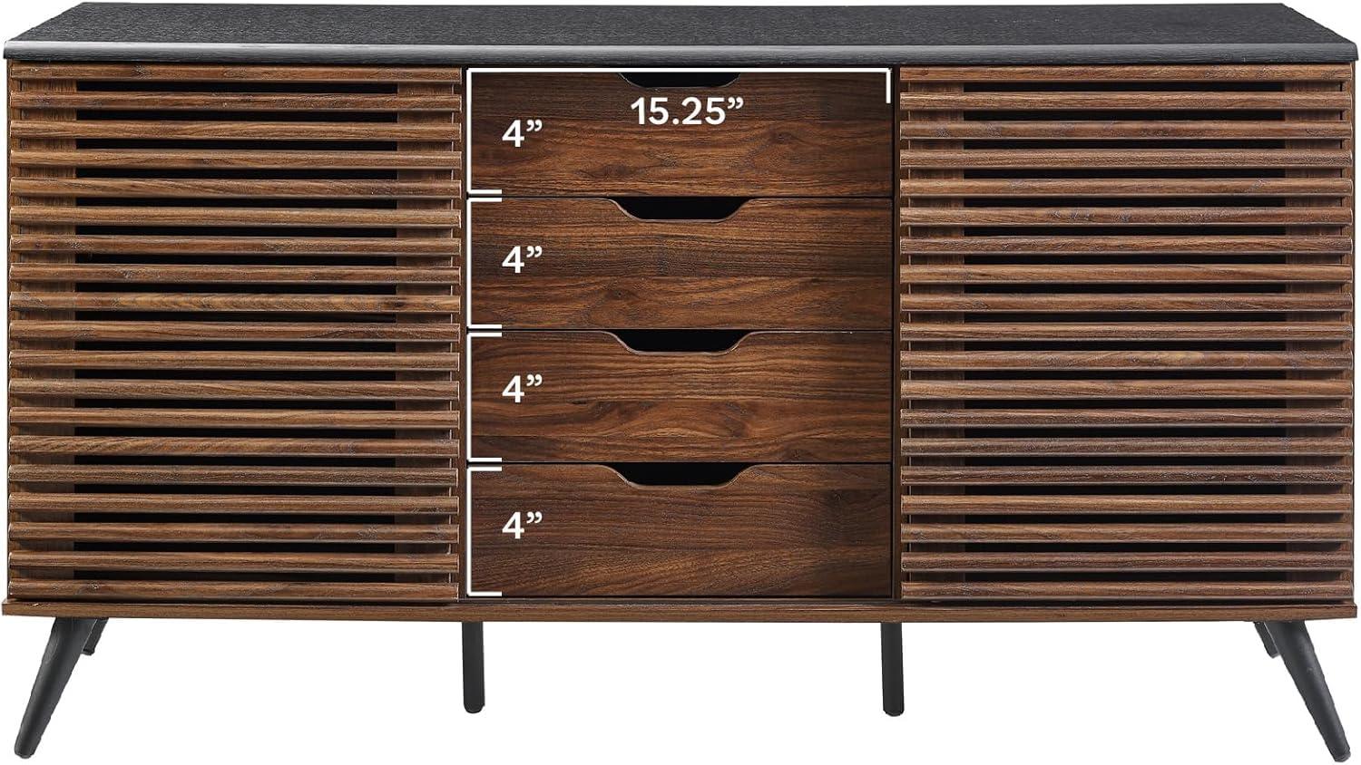 Walker Edison Havana 59" Engineered Wood Sideboard in Ebony/Dark Walnut