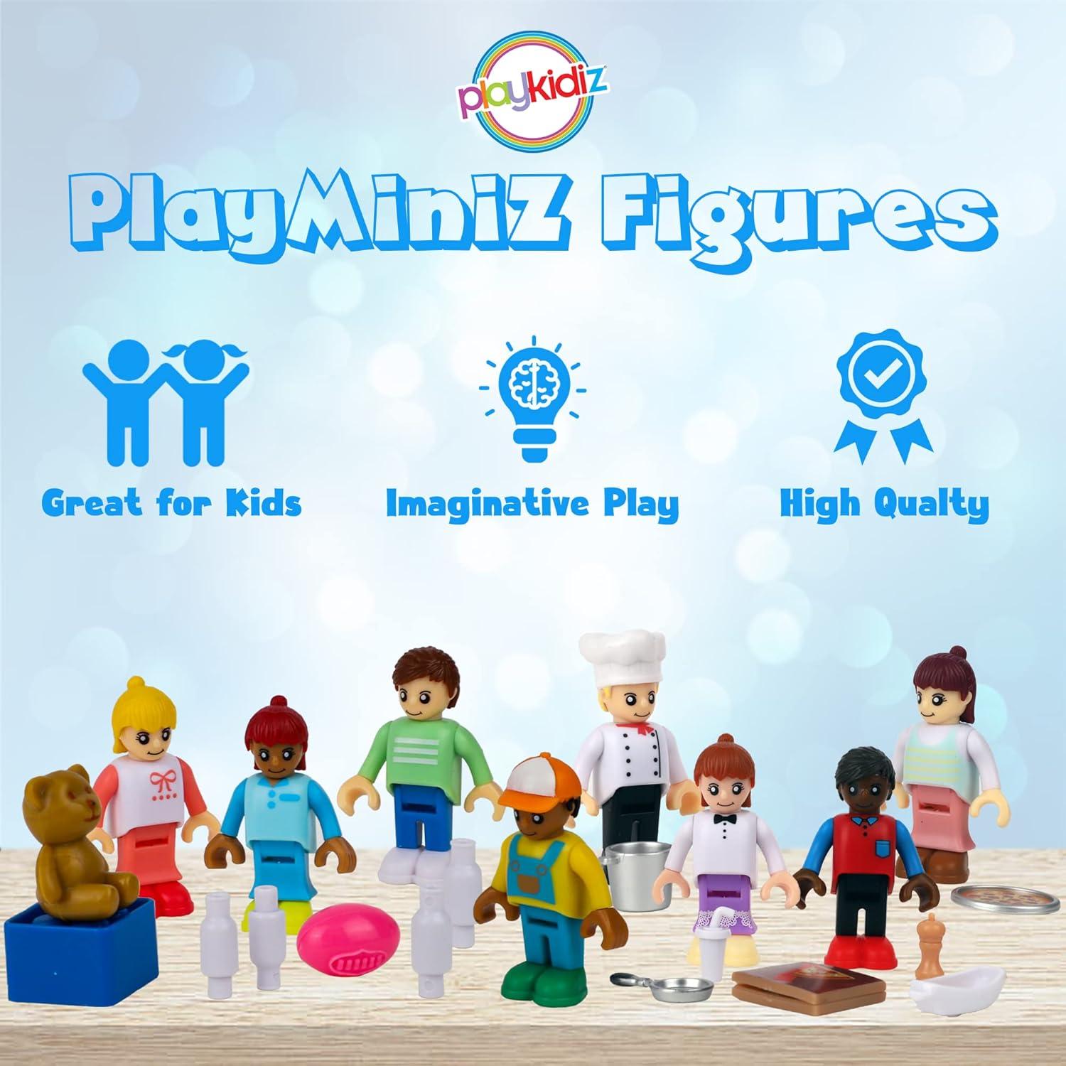 Playkidiz 8 Toy Figures & Playsets, 2 Inch Play Peoples Set.