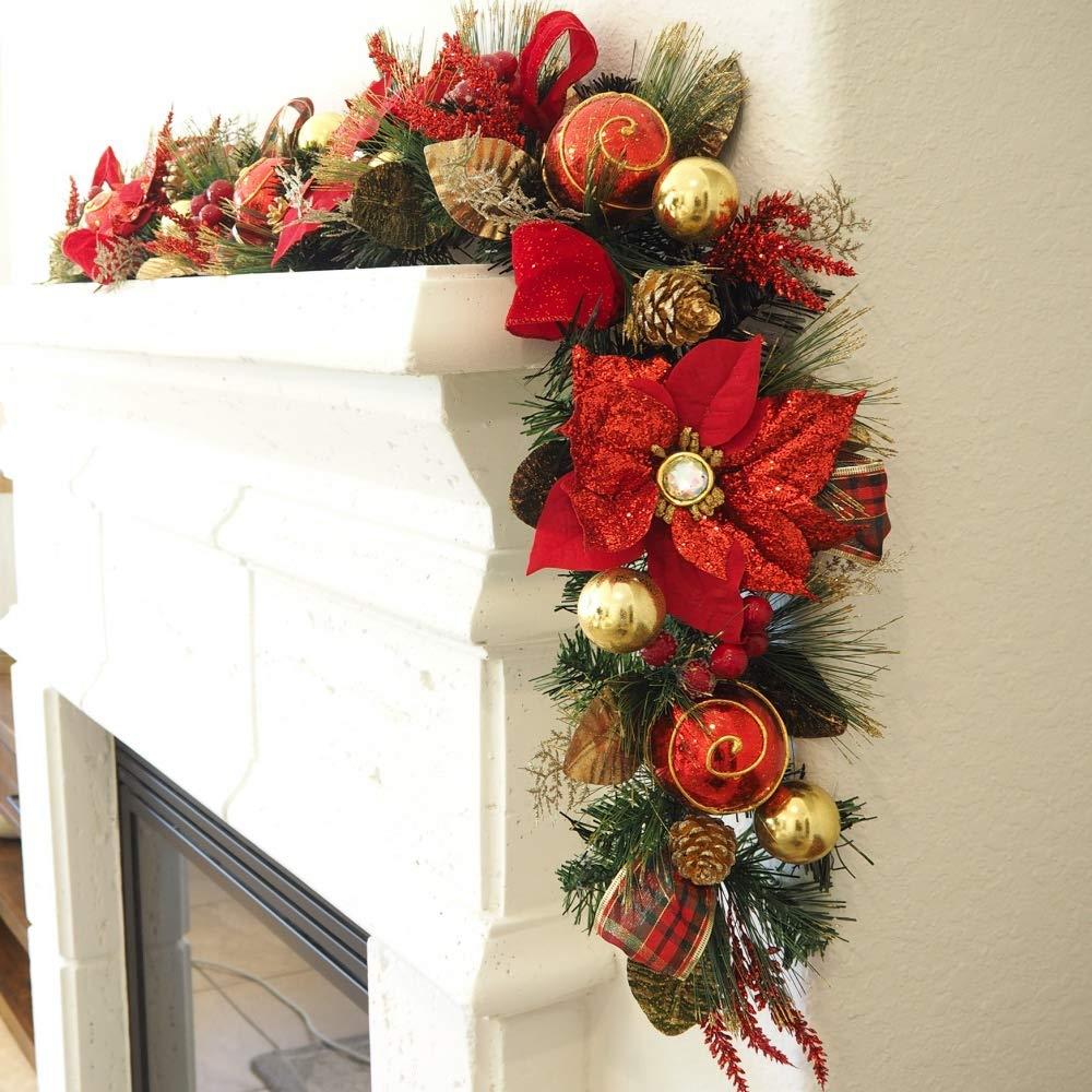 Capiz Silver White Christmas 60'' in. Faux Poinsettia Garland