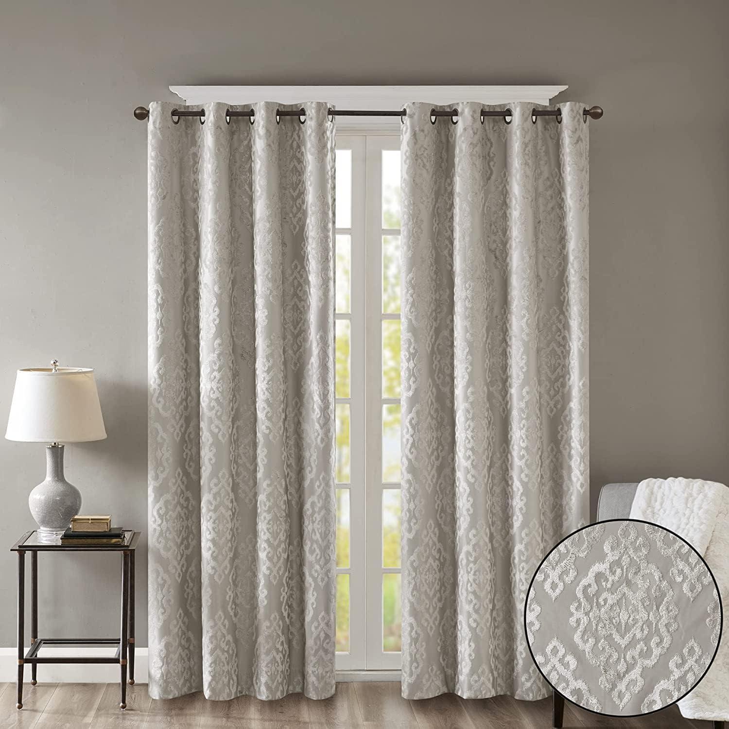 Gray Polyester Blackout Grommet Top Curtain Panel