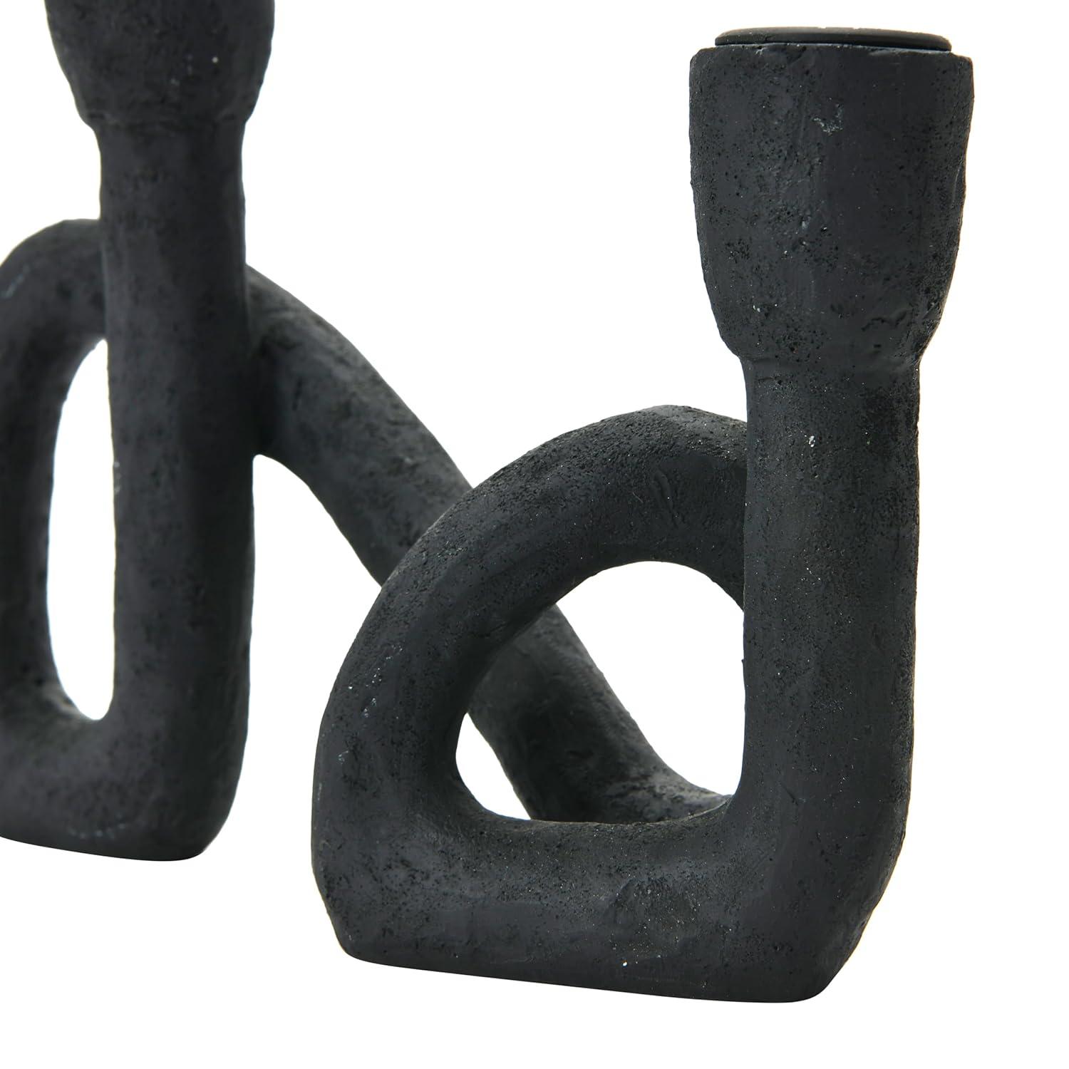Storied Home Decorative Resin Double Taper Candle Holder, Black