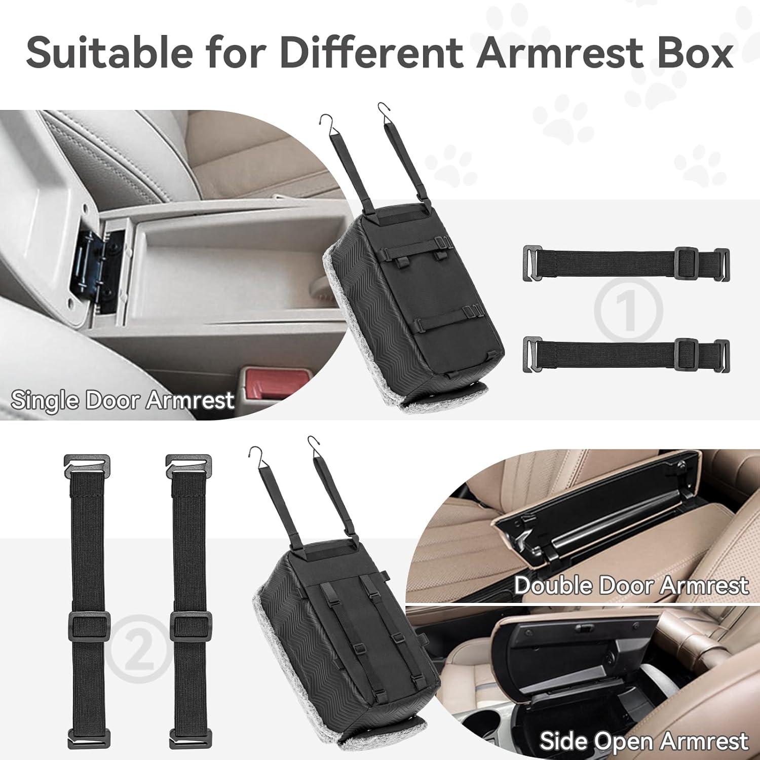 PETSFIT Small Dog Car Seat, Portable Dog Seat for Car with Safe Protective Hooks, Luxury Dog Console Car Seat,Up to 12 lbs,Grey