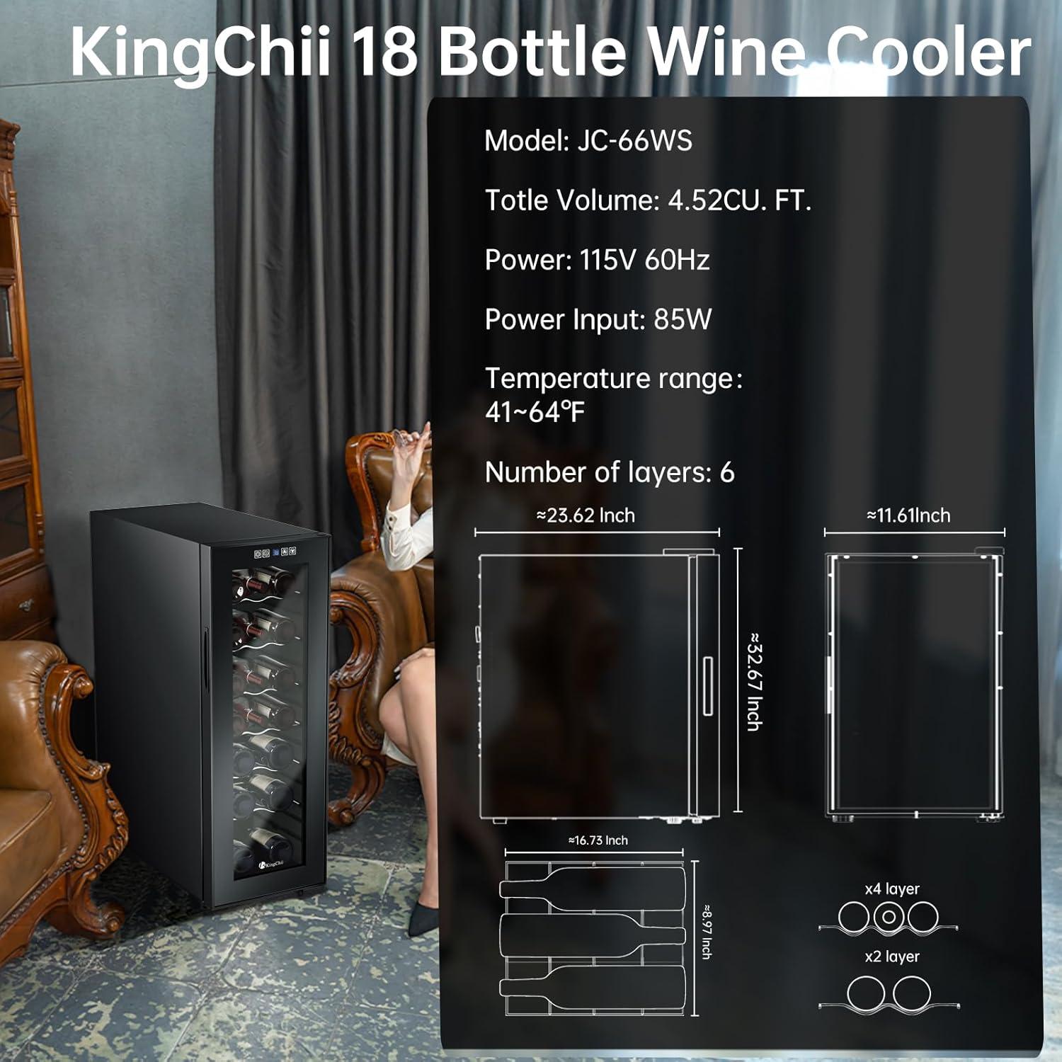 Ivation 18 Bottle Wine Cooler Fridge, Compressor Refrigerator W/Lock