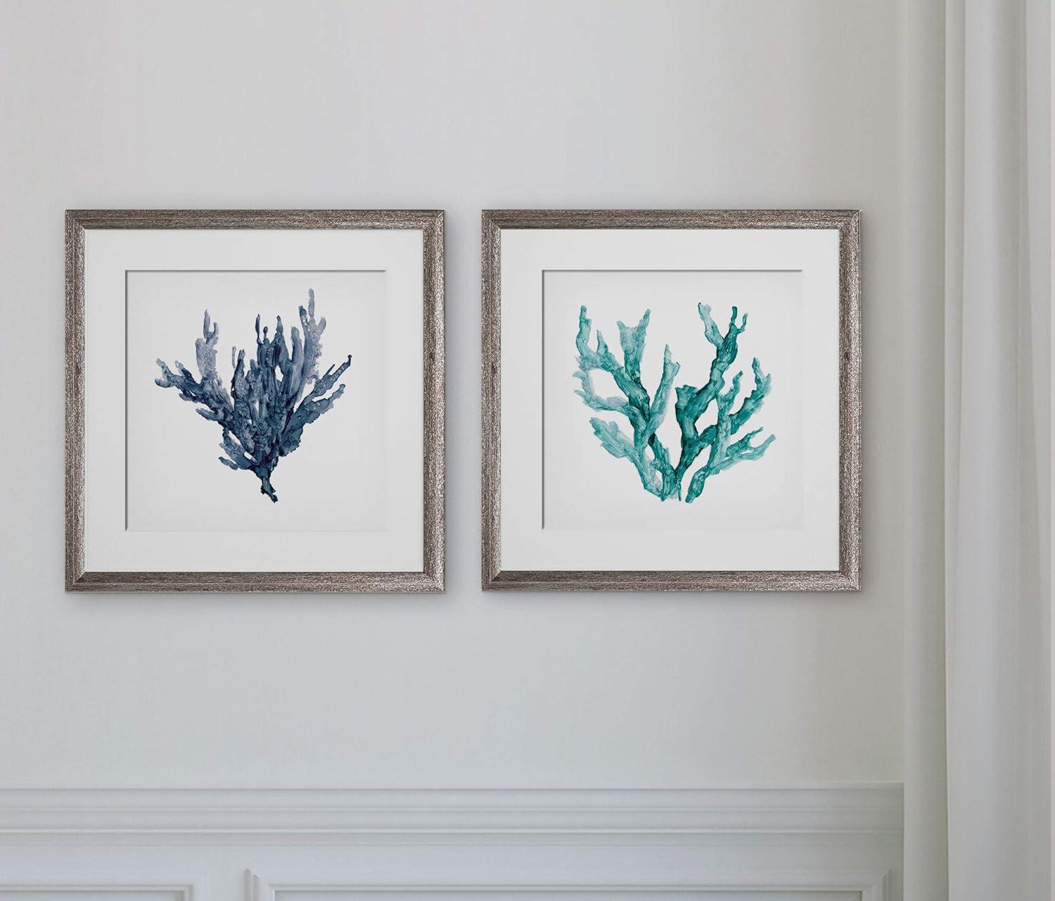 Sea Coral 2-Piece Framed Art Set with Silver Frame