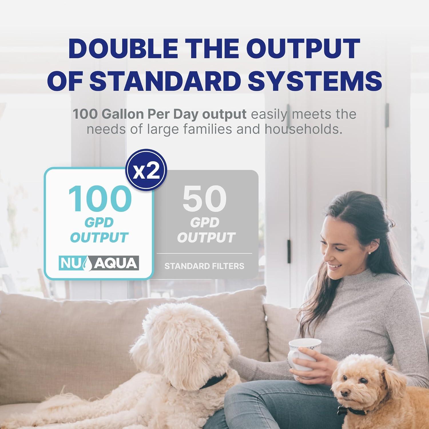 NU Aqua 6-Stage Alkaline Under Sink Reverse Osmosis Water Filter System - Booster Pump - 100 GPD RO Filtration w/Faucet & Tank - Remineralization - 100GPD Undersink - Home & Kitchen Drinking Purifier