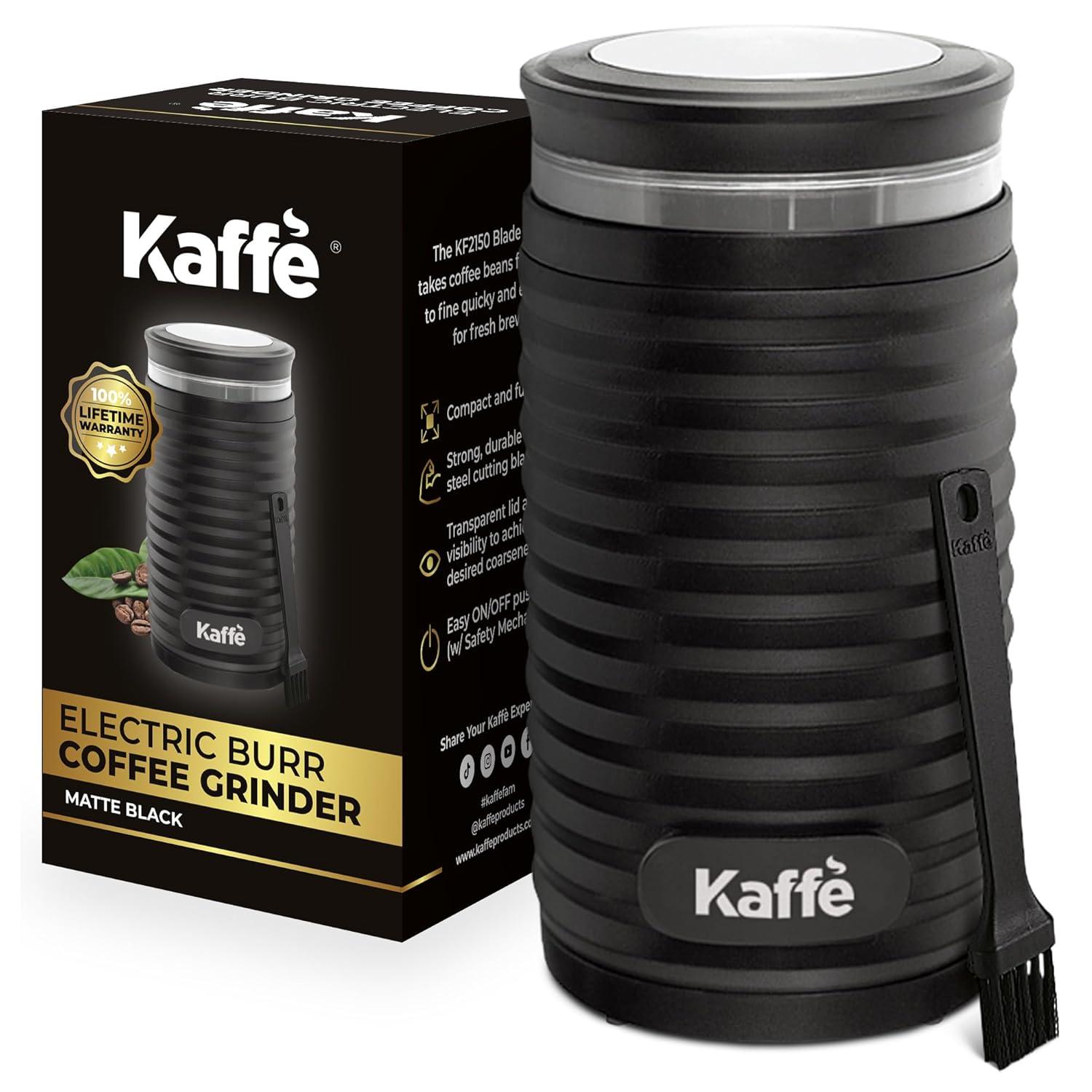Electric Coffee Blade Grinder - Black (Cleaning Brush Included) NEW ROUND MODEL!: Kaffe, Medium to Extra Fine Grind, 3 Cup Capacity