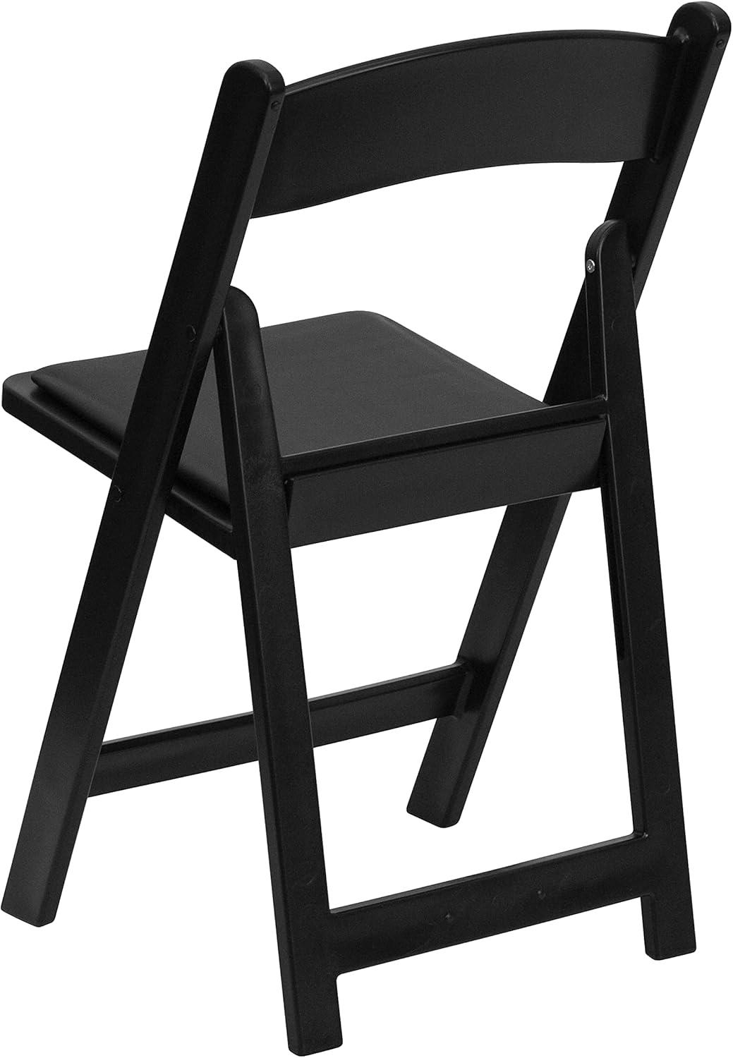 Elegant Black Resin 35.5" Folding Chair Set with Vinyl Padded Seats