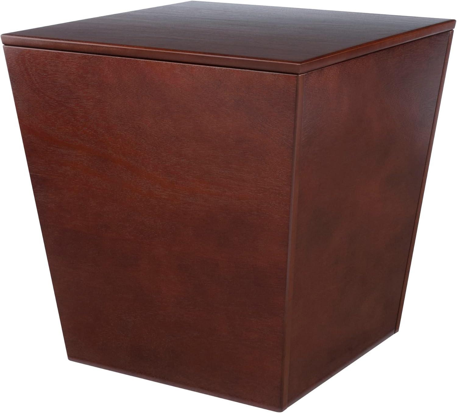 Transitional Walnut Wood Storage Cube End Table 18.5"