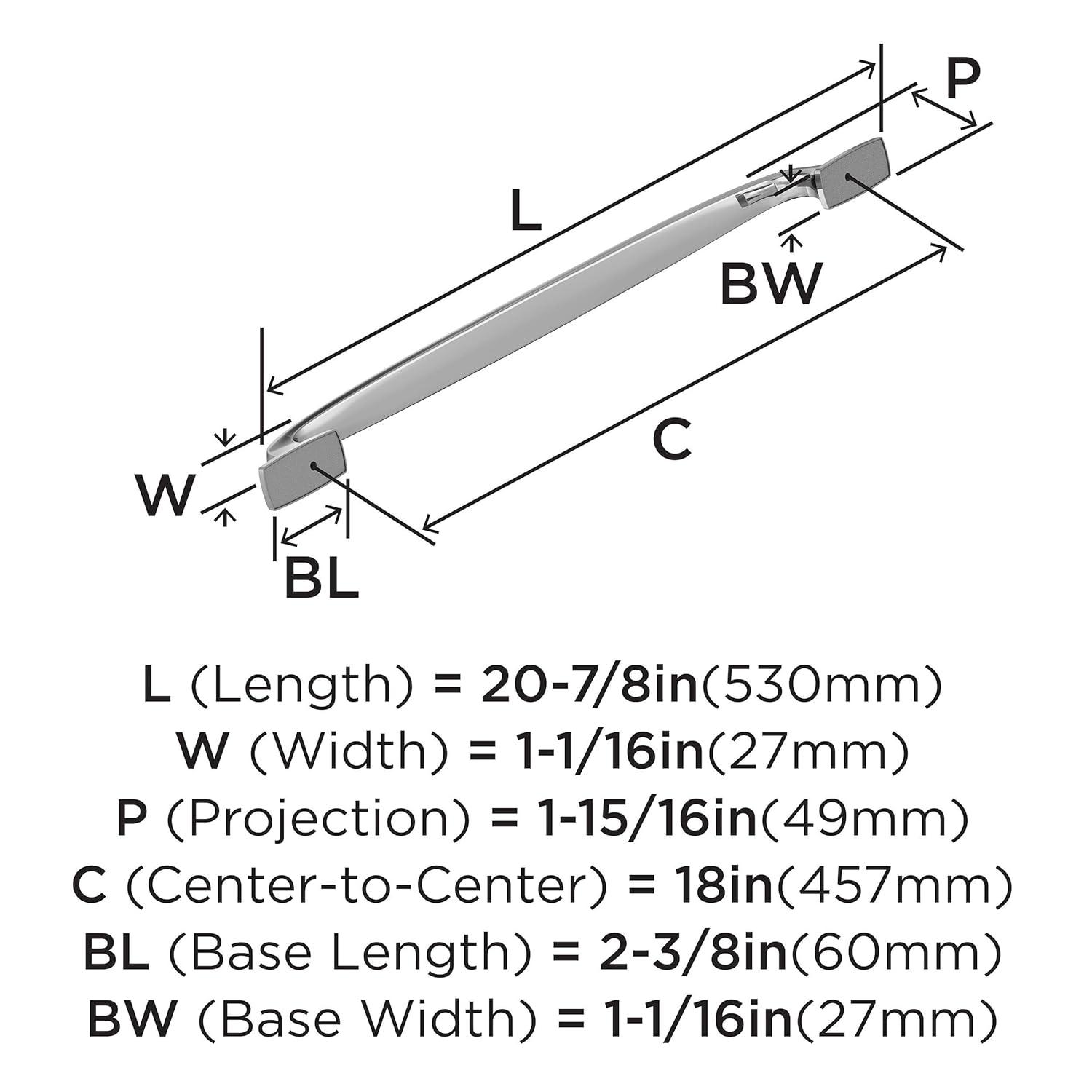 Amerock Highland Ridge 18 inch (457mm) Center-to-Center Polished Chrome Appliance Pull