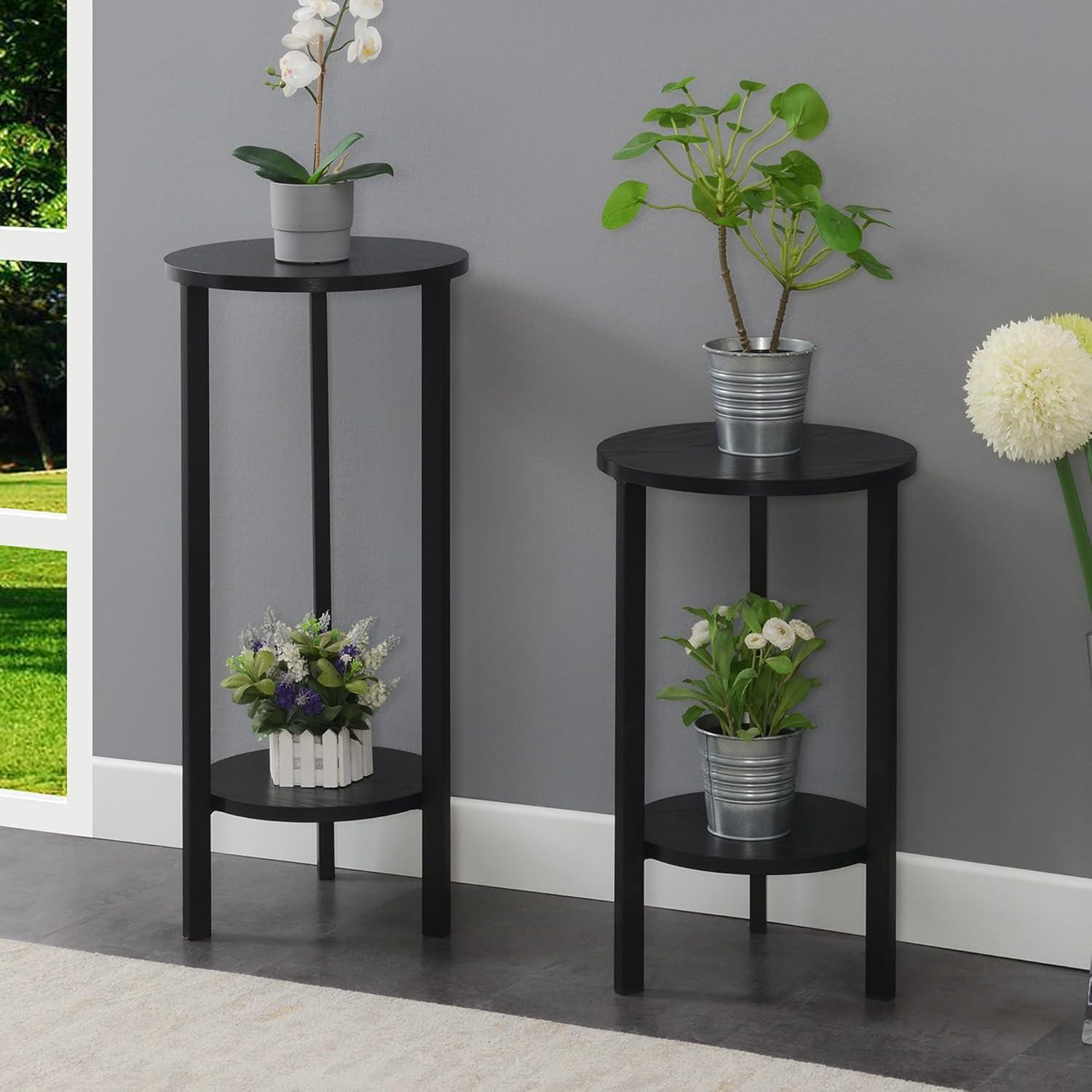 Bilot Graystone 31 inch 2 Tier Plant Stand, Black/Black