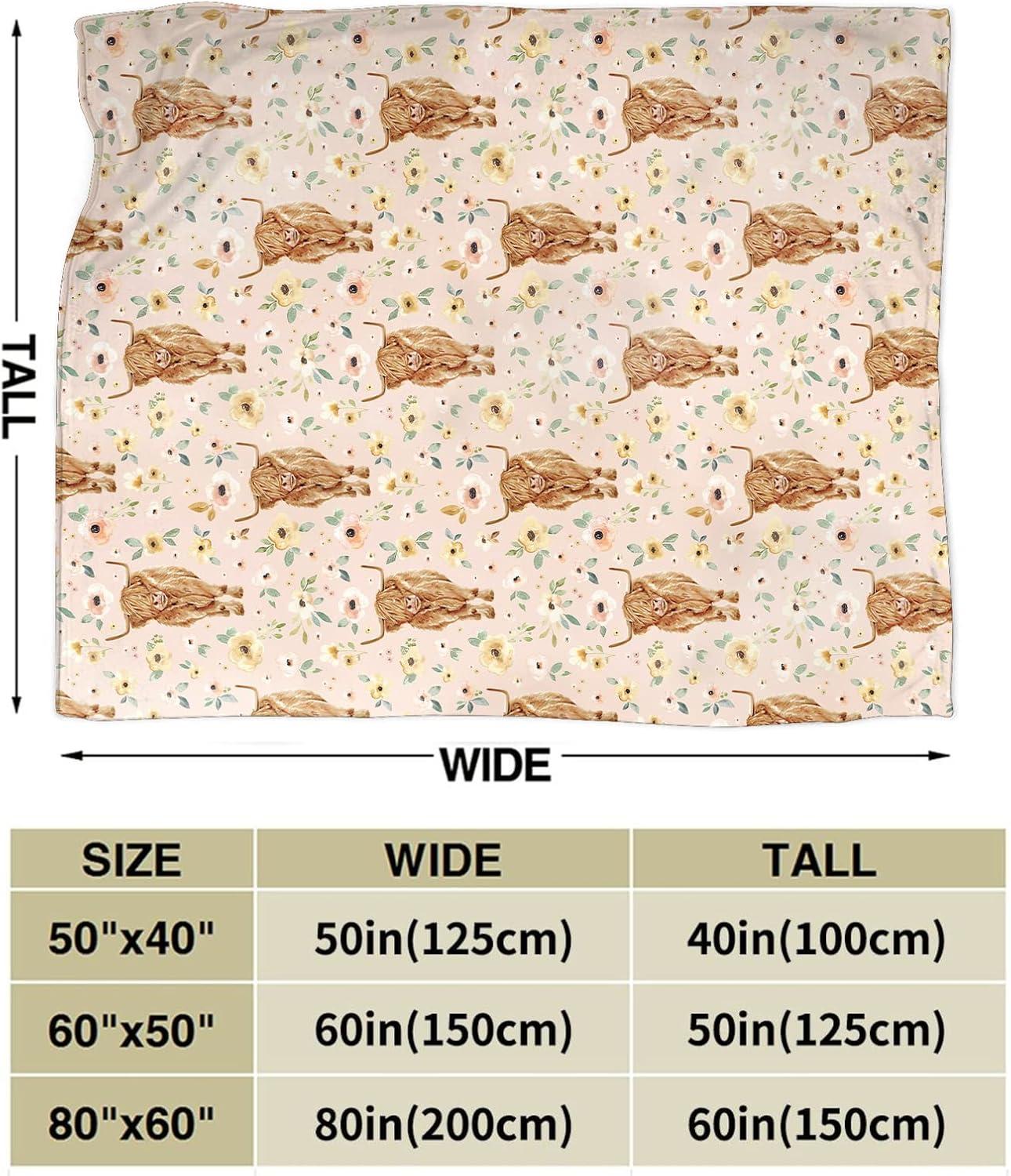 Cow Blanket for Girls Women Gifts for Cows Lovers Highland Cow Throw Blanket for Kids Adults Ultra Soft Cozy Fleece Blanket for Couch Sofa \u200bBed 40"x50"