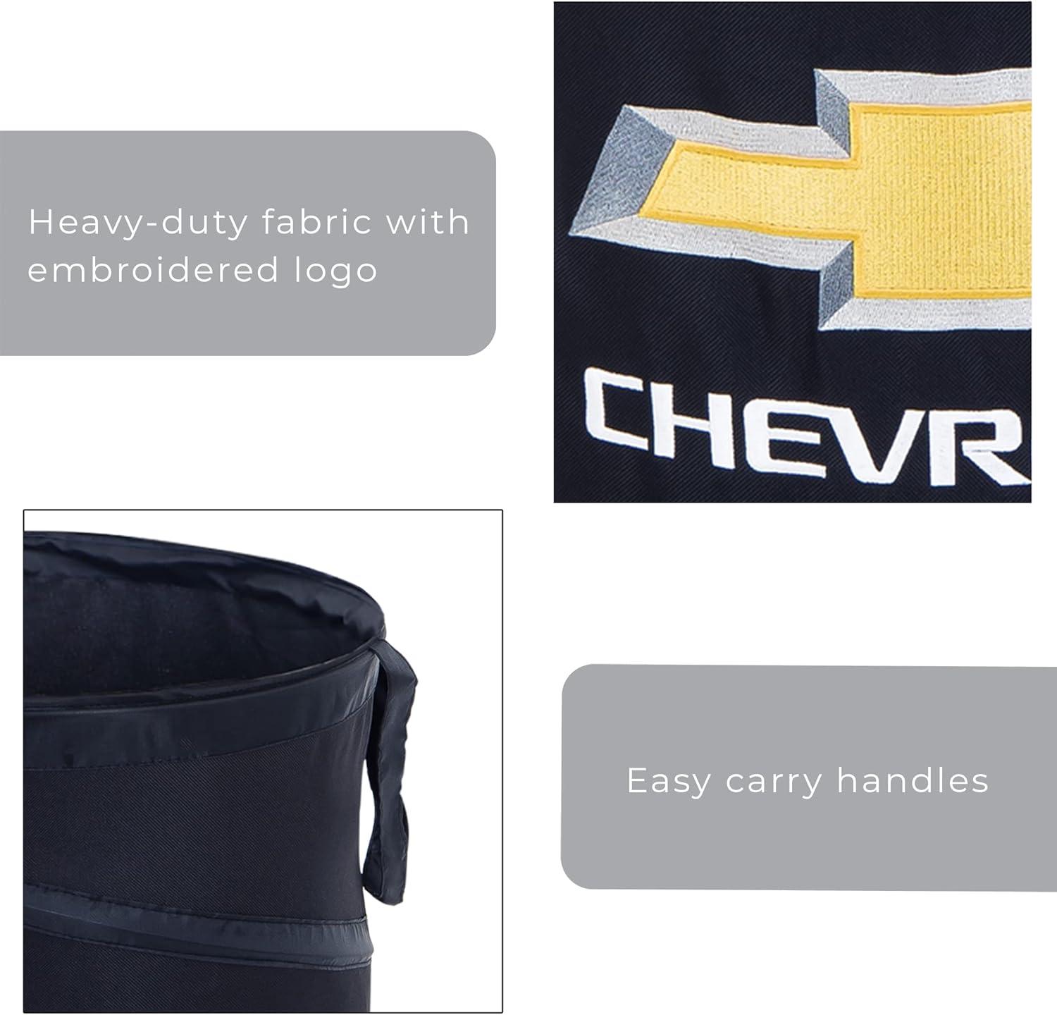 Pop-Up Spiral Laundry Hamper Bag Heavy Duty Polyester - Holds 2 Loads - 15 x 25 inch  - (Black) - Chevy