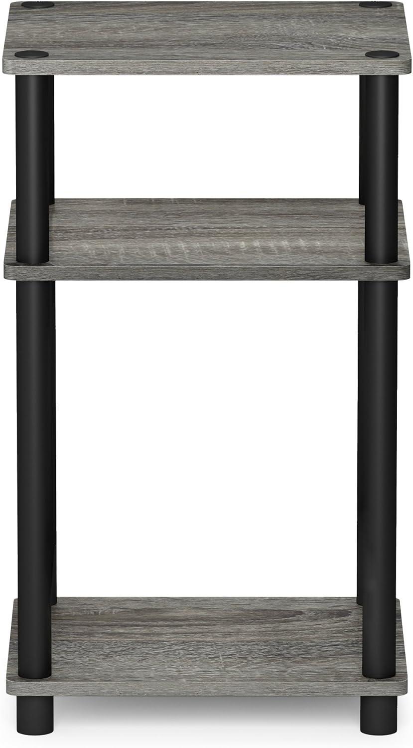 Furinno Just 3-Tier Turn-N-Tube End Table, 1-Pack, French Oak/Black