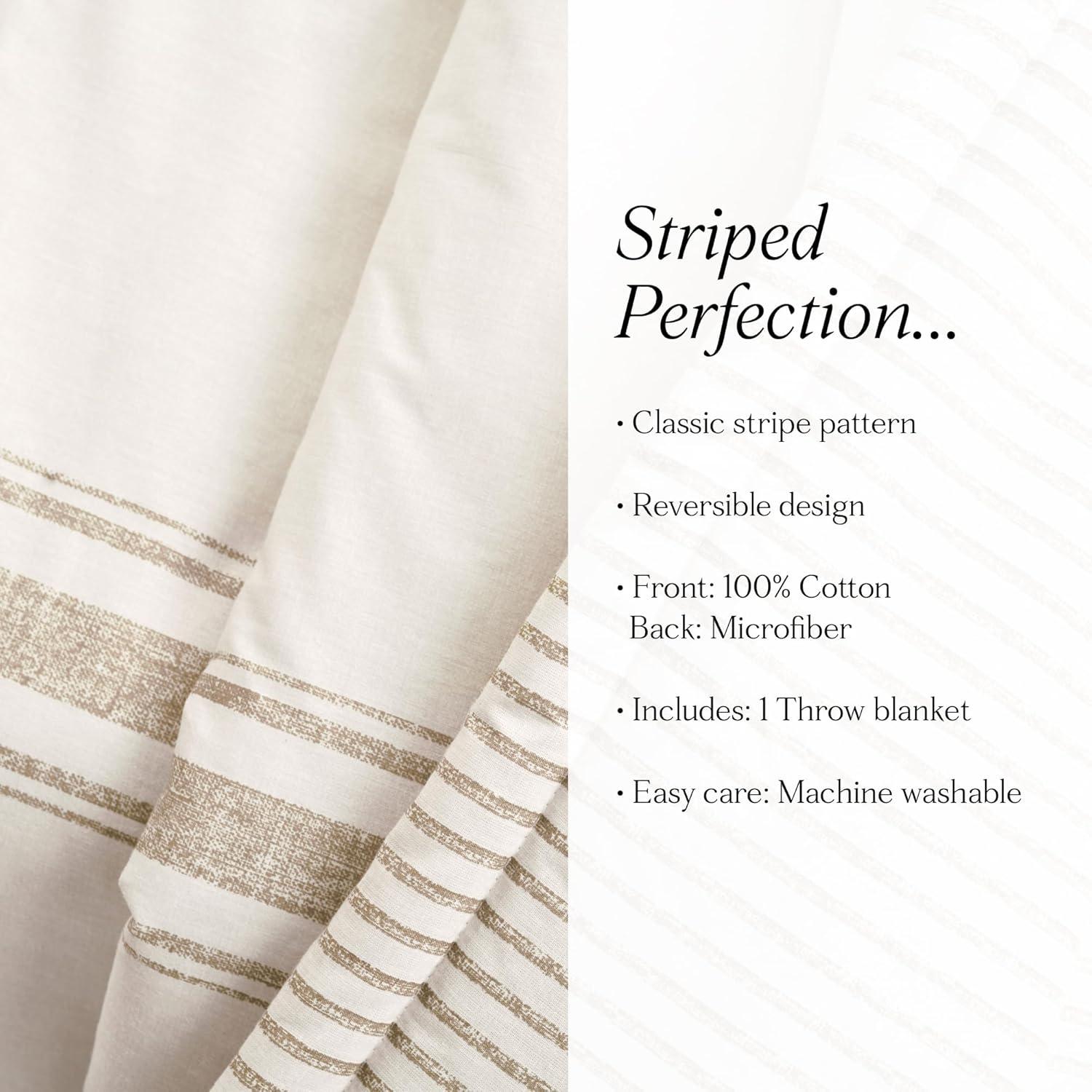 50"x60" Farmhouse Striped Throw Blanket Neutral - Lush Décor
