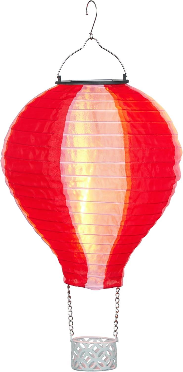 13"H Solar Hot Air Balloon with Flame LED Lights