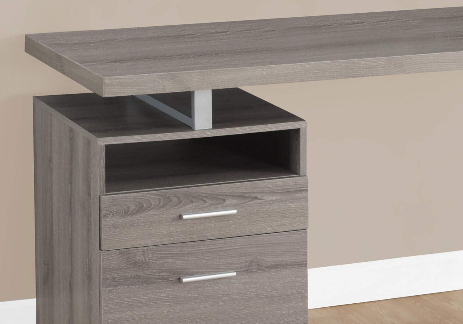 Monarch Specialties Computer Desk, Home Office, Laptop, Storage Drawers, 60"L, Work, Brown Laminate