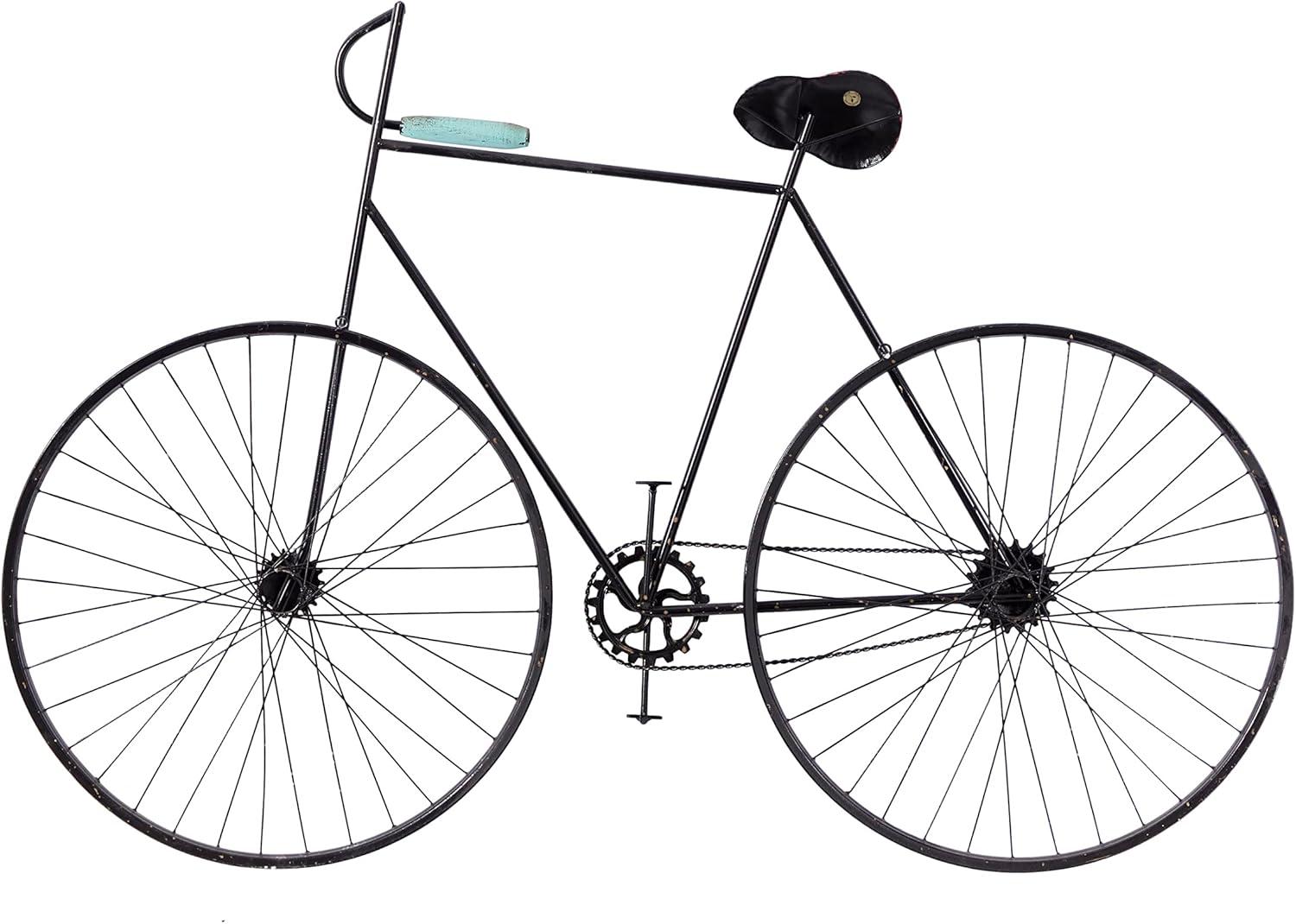 Deco 79 Metal Bike Wall Decor with Seat and Handles, 56" x 3" x 37", Black
