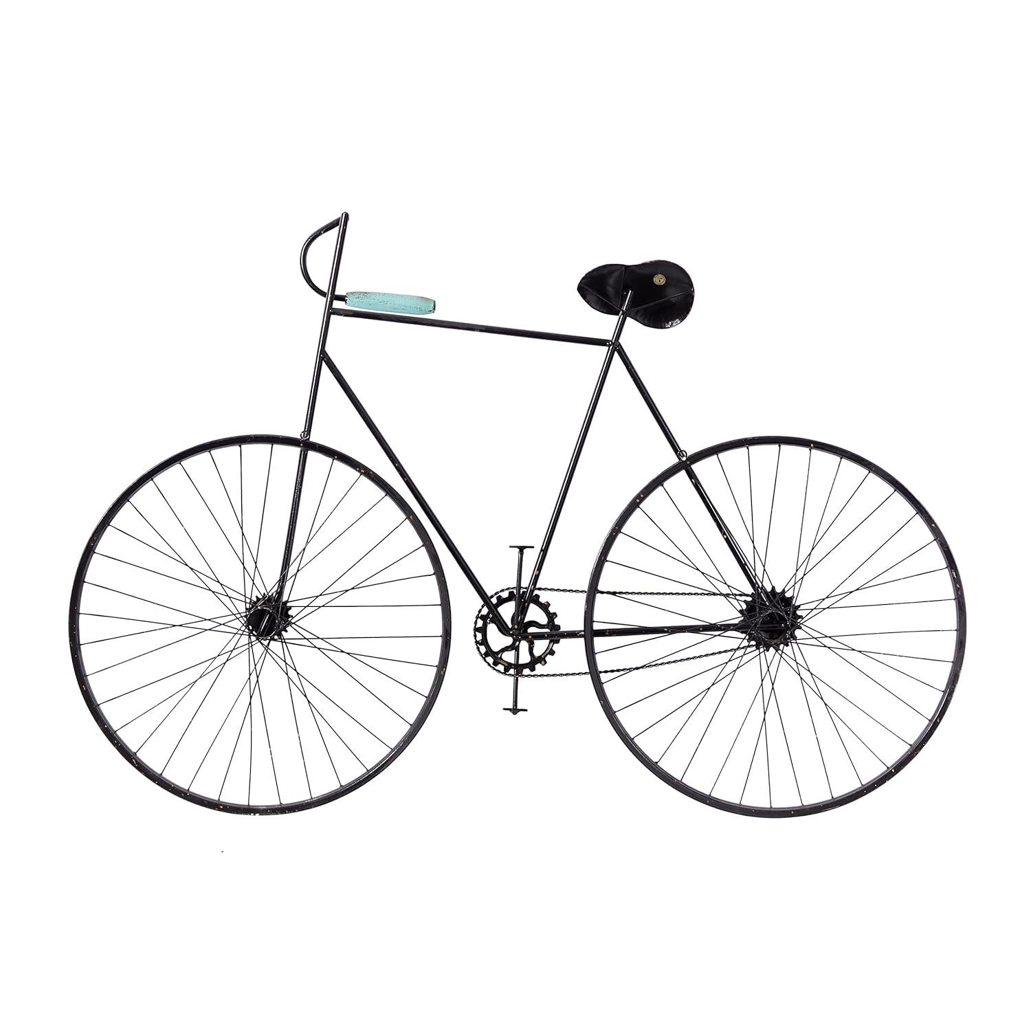 Deco 79 Metal Bike Wall Decor with Seat and Handles, 56" x 3" x 37", Black