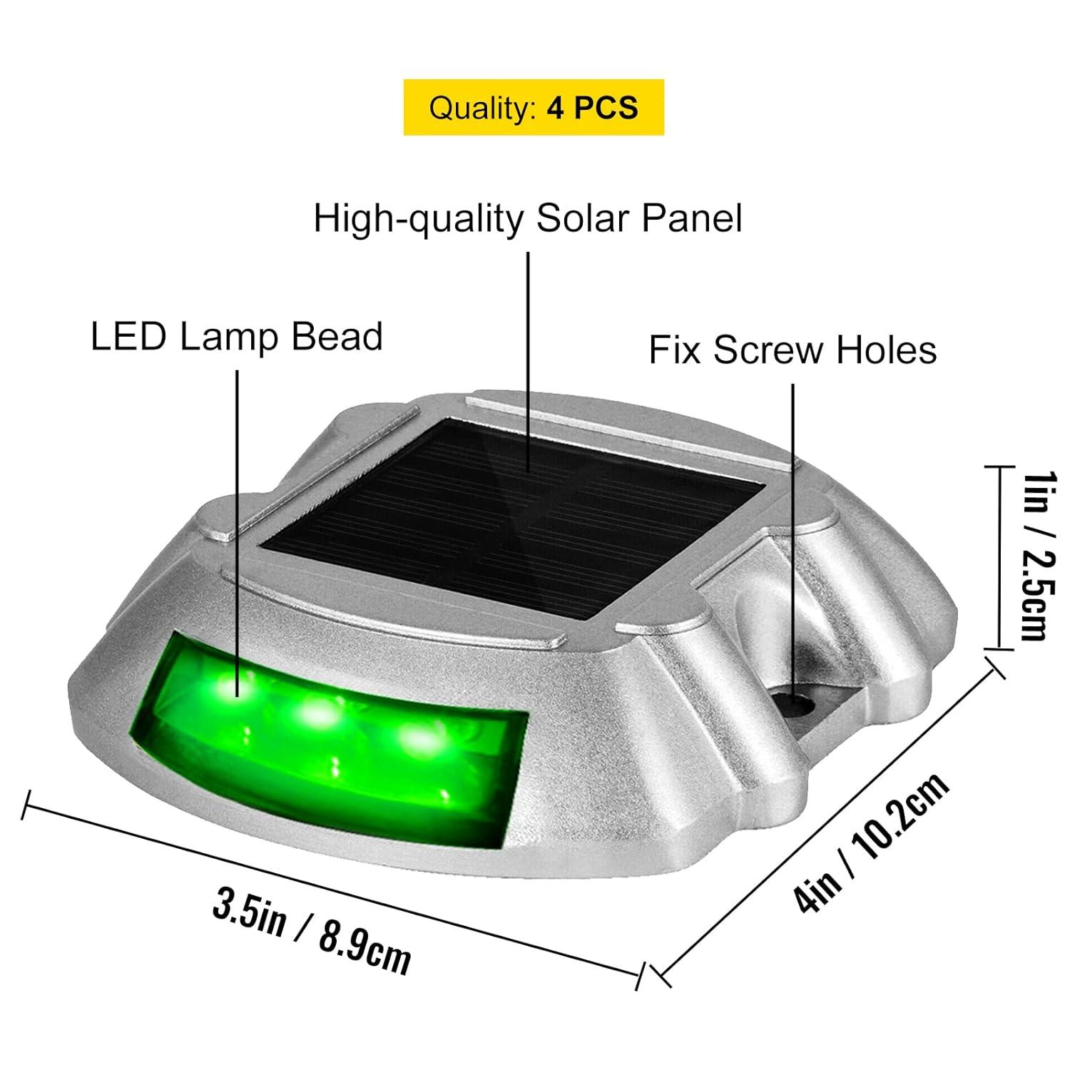 VEVOR Solar Dock Lights Low Voltage Solar Powered Integrated LED Metal Pathway Light Pack (Set of 4)