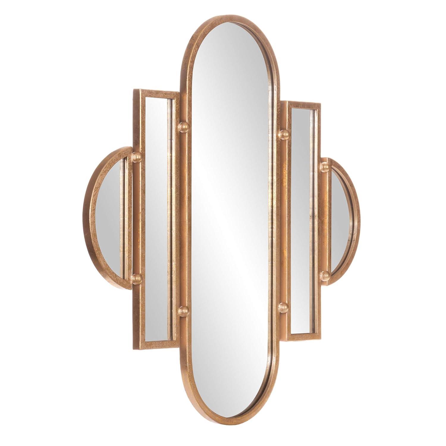 Patton Wall Decor 30x31 Antique Gold Geometric Oval Vanity Wall Mirror