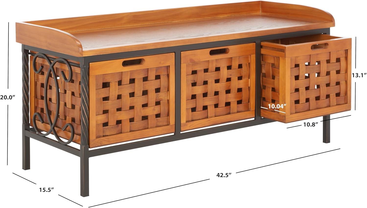 Isaac Storage Bench - Honey Oak - Safavieh