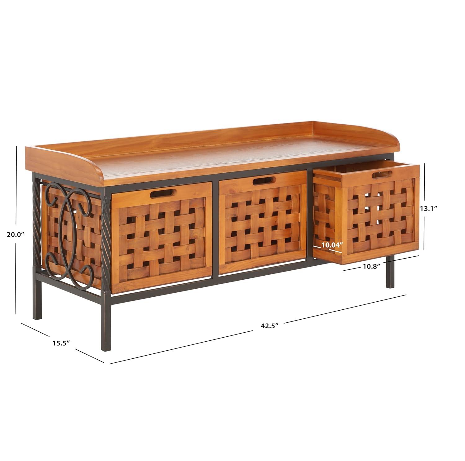 Isaac Storage Bench - Honey Oak - Safavieh