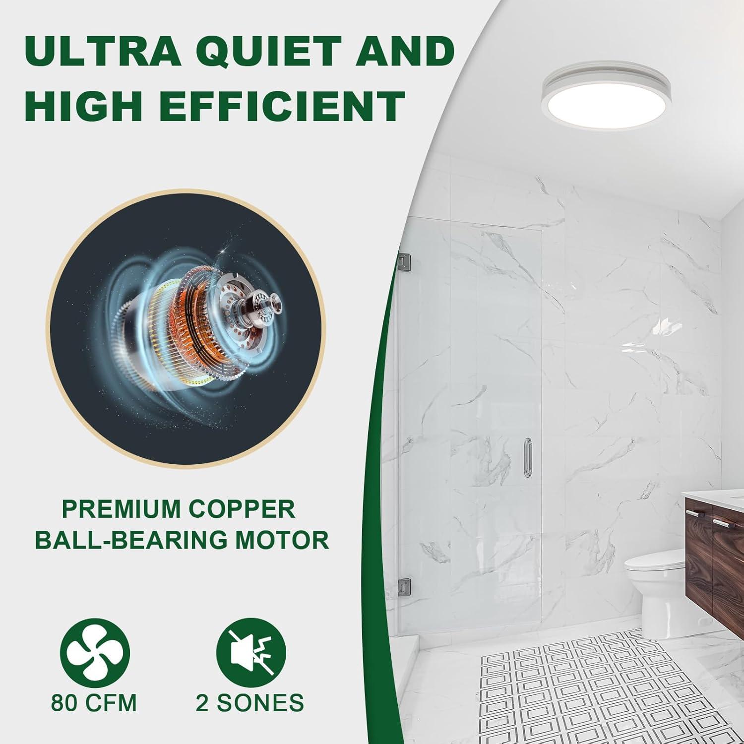 80 CFM Bathroom Exhaust Fan with Light