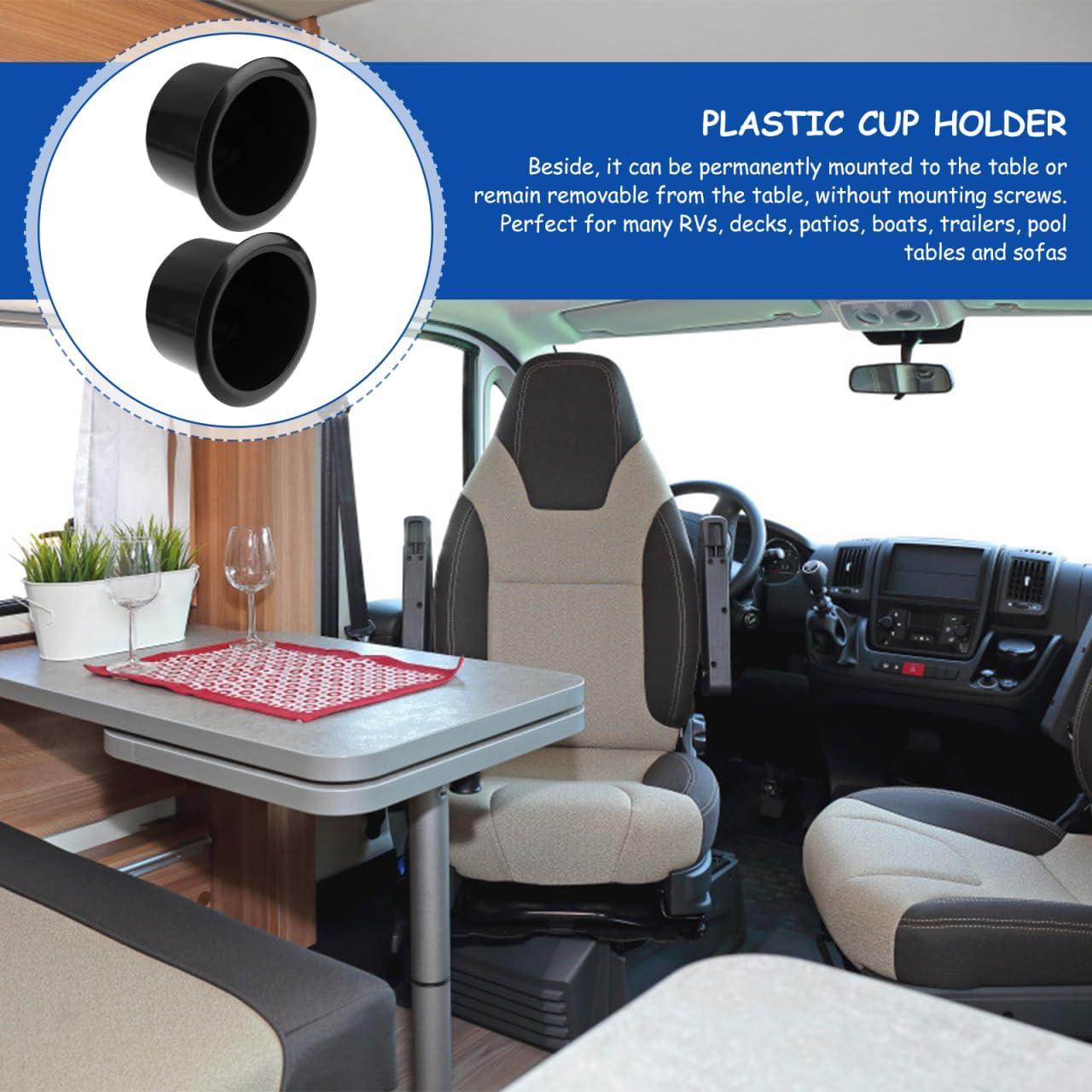 Black Plastic Drop-In Cup Holder Insert for Sofa, Boat, RV, and Car