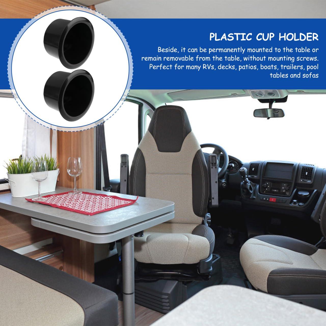 Black Plastic Drop-In Cup Holder Insert for Sofa, Boat, RV, and Car