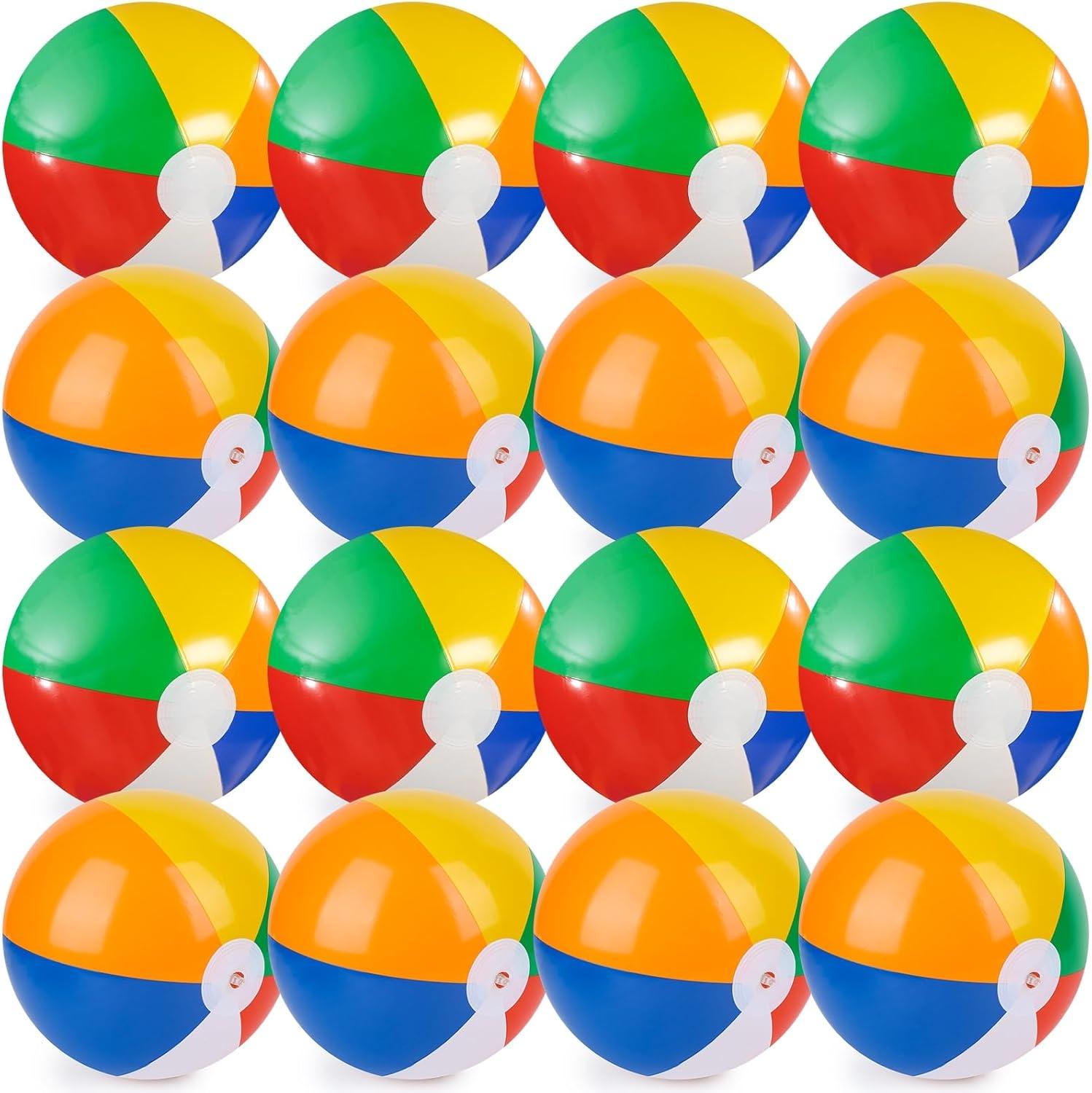 12" Mini Beach Balls Bulk (12 Pack) Summer Party Favors for Kids, Pool Toys
